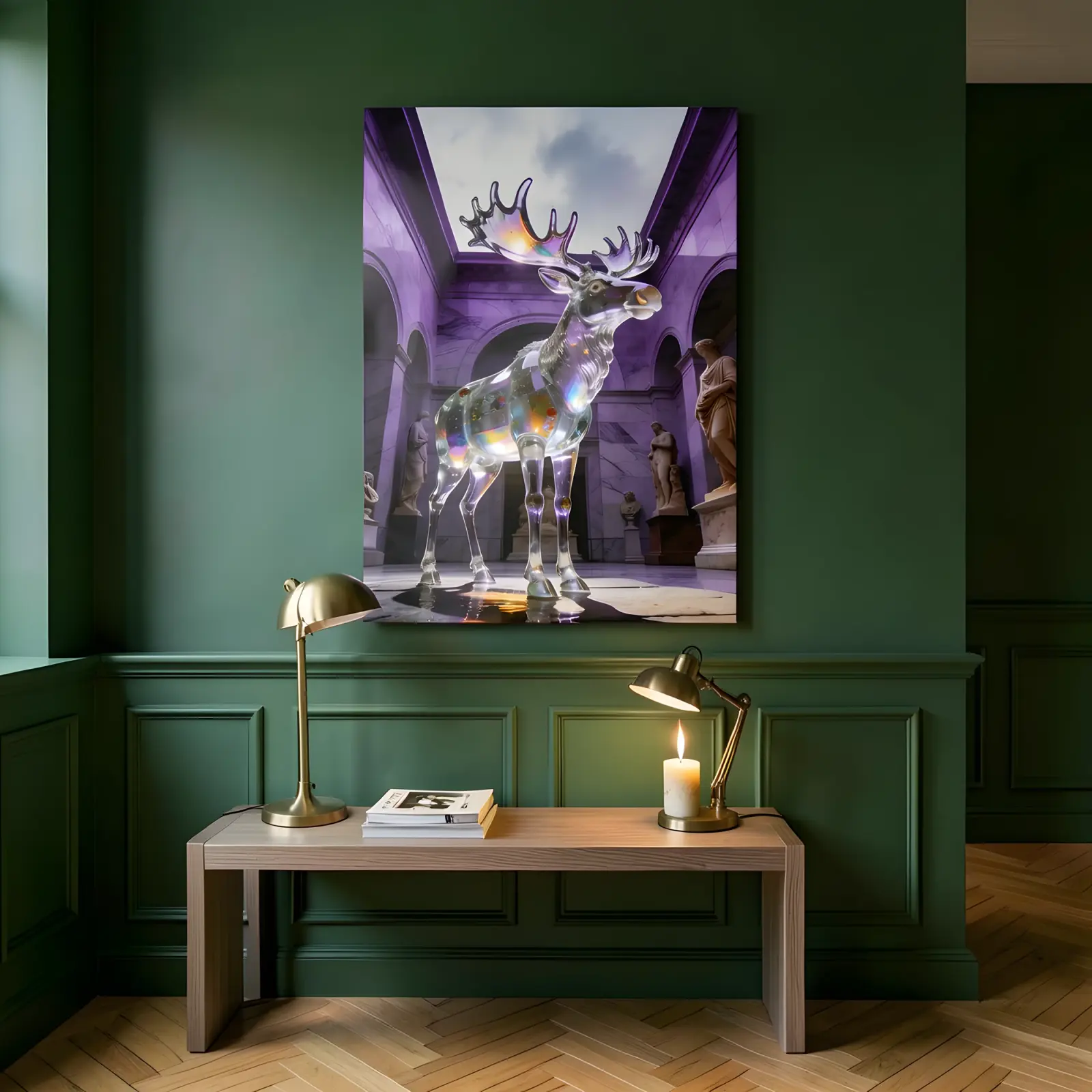 Crystal Moose Wall Art Iridescent Surreal Animal | Glass Wall Art — 4