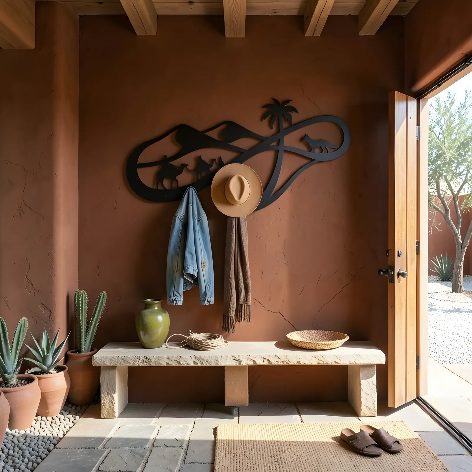 Desert Caravan Metal Coat Rack Wall Art – Endless Dune, Entryway and Mudroom Decor — 6