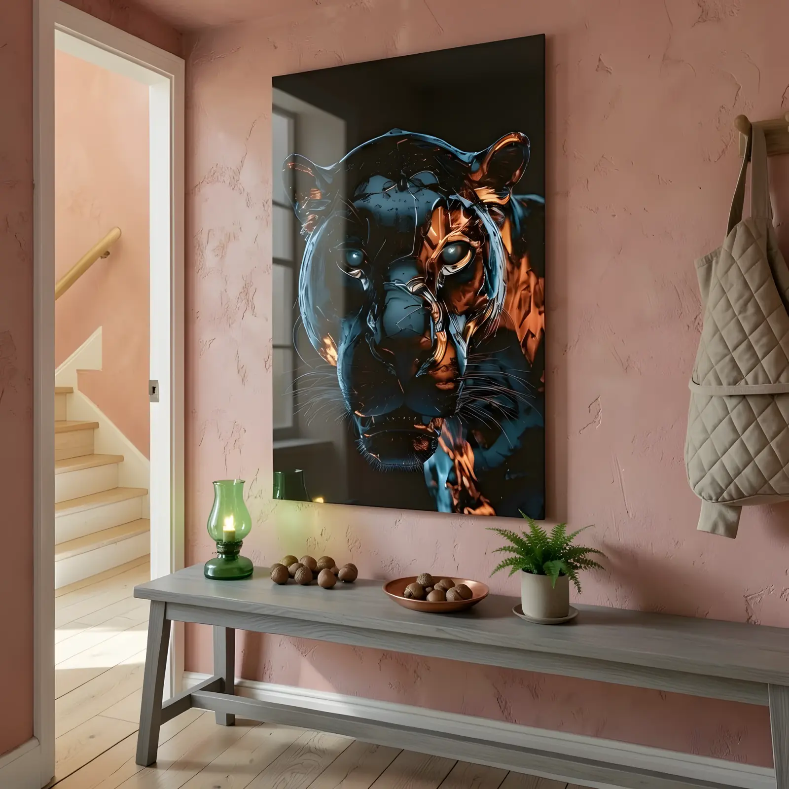 Neon Panther Glass Wall Art Dark Big Cat | Tempered Glass Print — 4