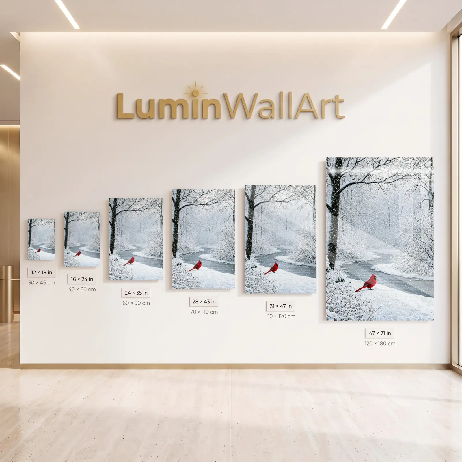 Red Cardinal Snowy Forest Winter Scene | Glass Wall Art — 8