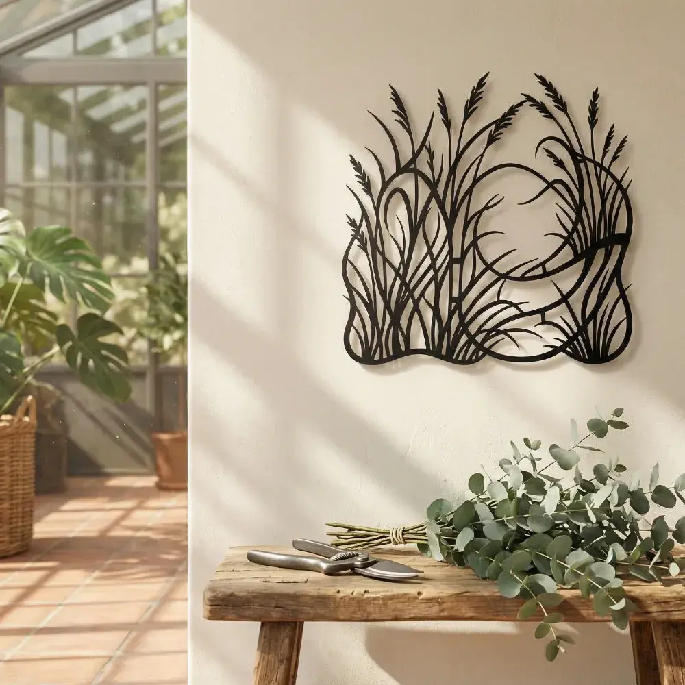Prairie Grasses Metal Wall Art – Meadow Sunset Silhouette, Farmhouse Decor
