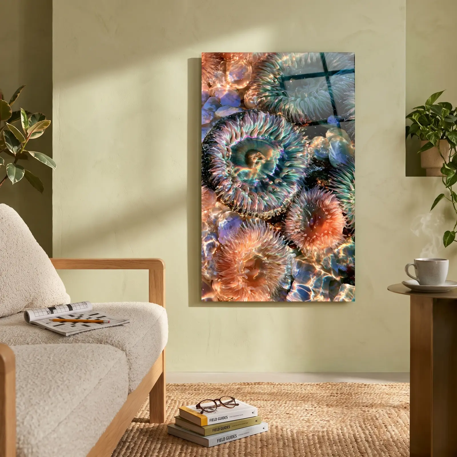 Sea Anemone Tide Pool Coastal Macro Glass Wall Art