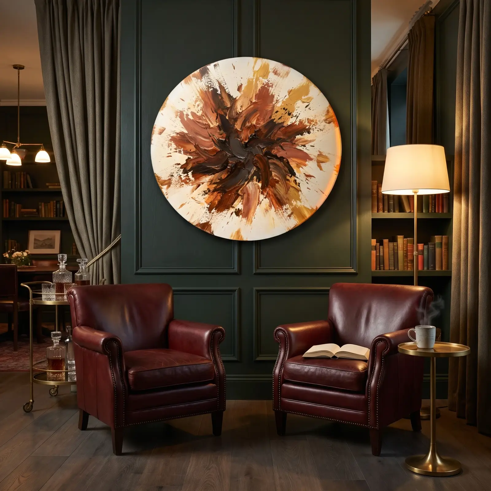 Abstract Burst Round Terracotta Brushstroke Glass Wall Art — 3