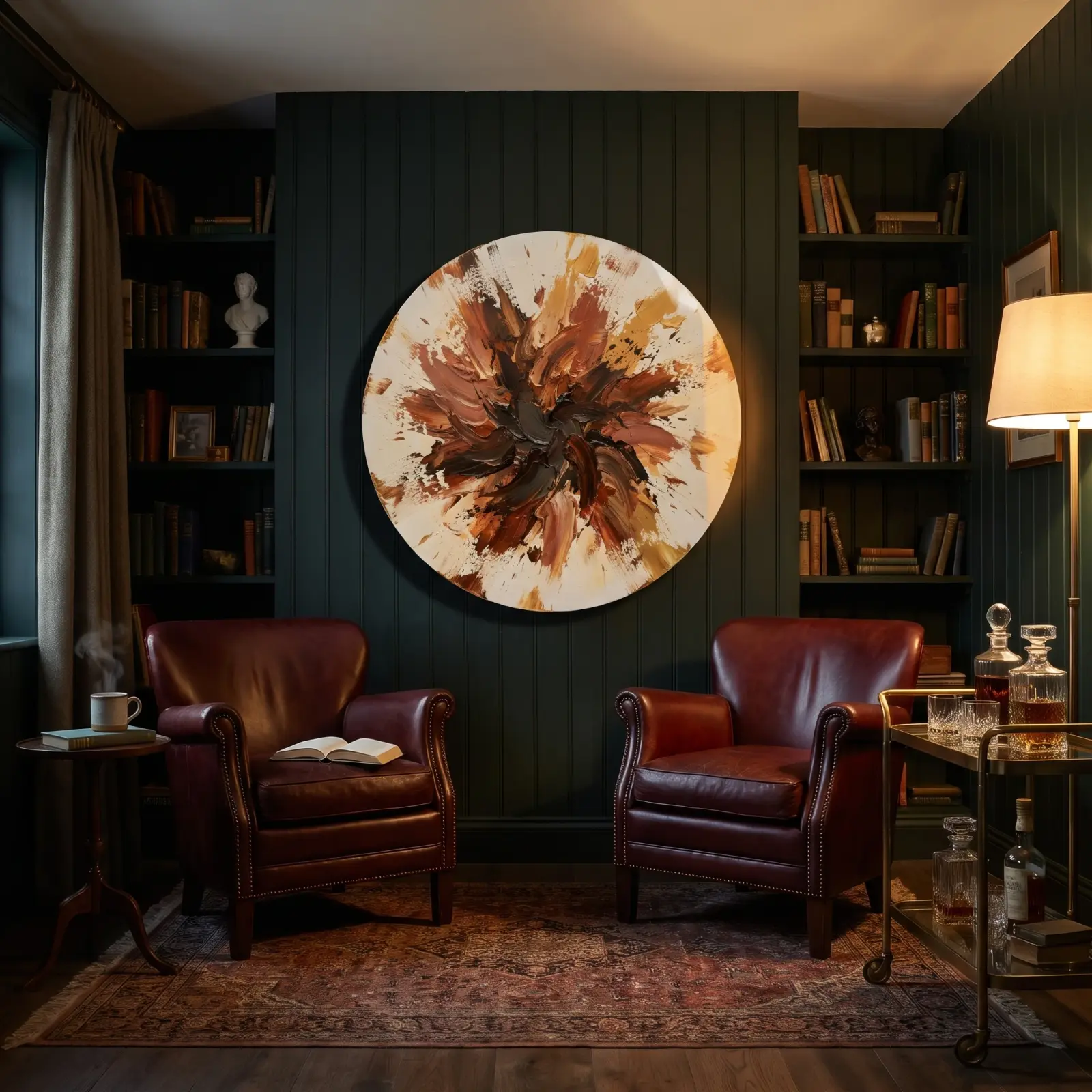 Abstract Burst Round Terracotta Brushstroke Glass Wall Art — 4