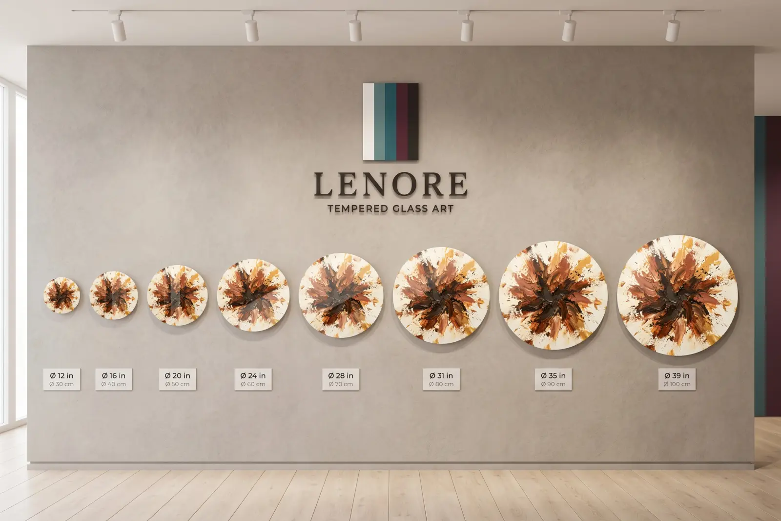 Abstract Burst Round Terracotta Brushstroke Glass Wall Art — 5