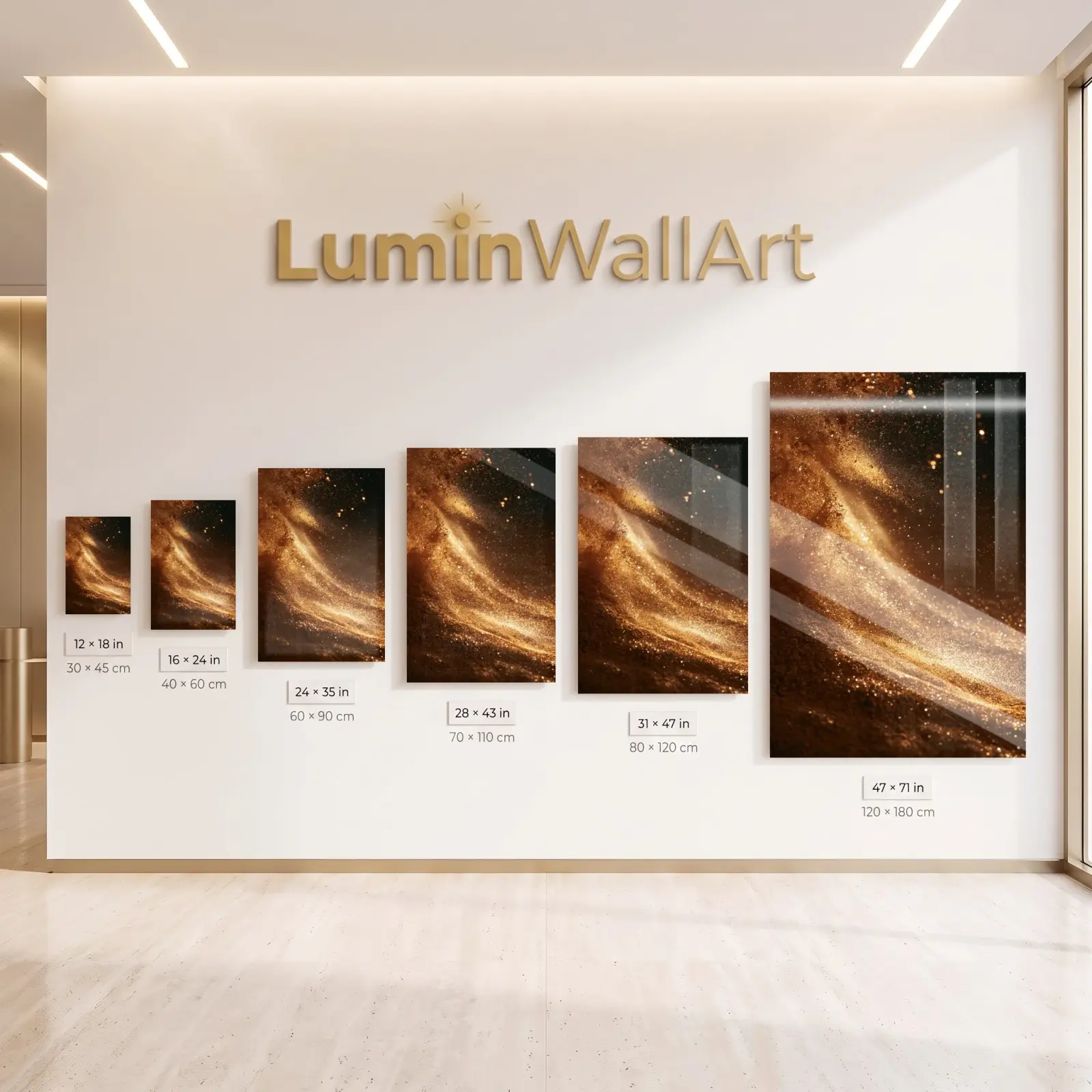 Gold Dust Abstract Glass Wall Art Dark Cosmic Tempered Glass Print — 5