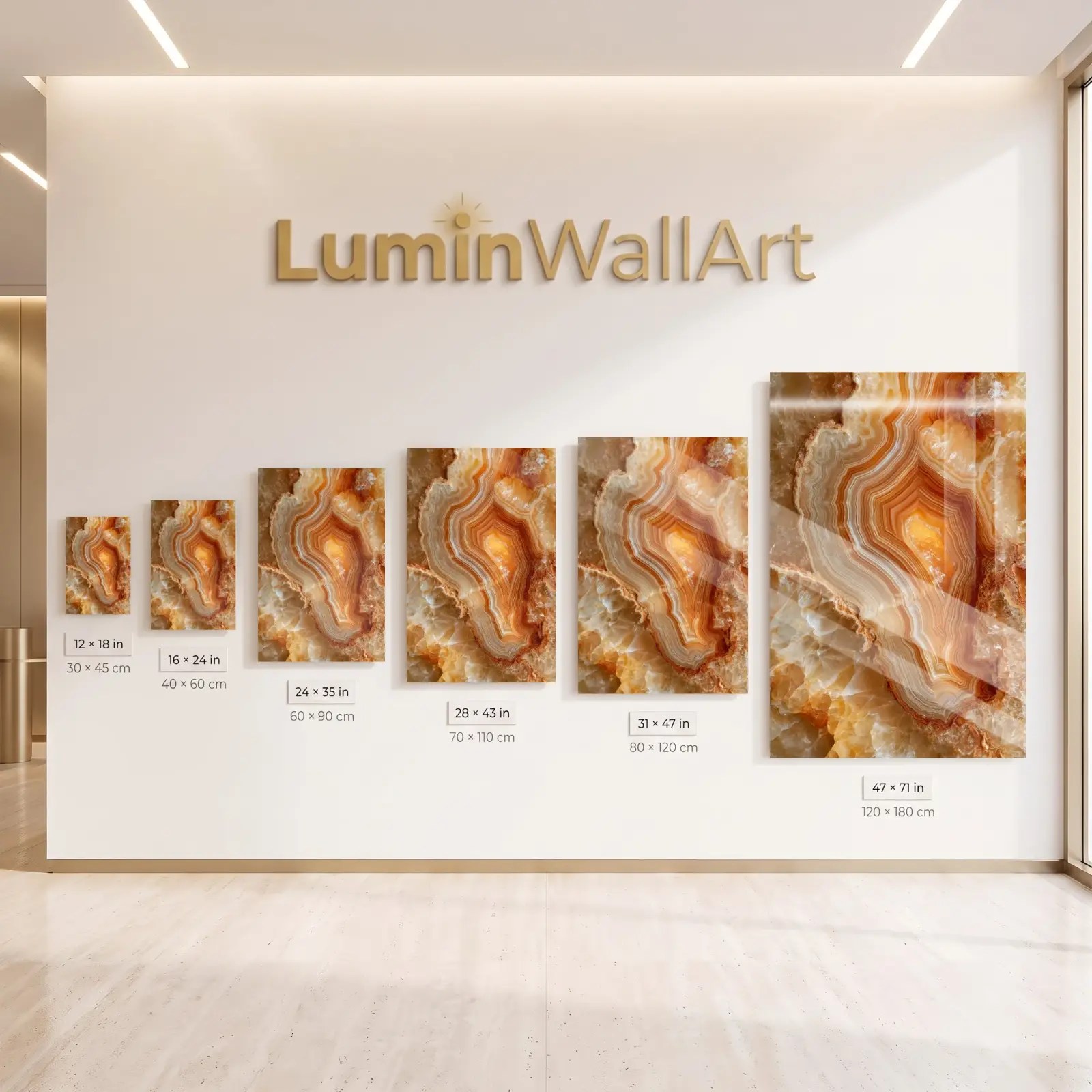 Agate Geode Glass Wall Art Amber Mineral Decor | Tempered Glass Print — 5
