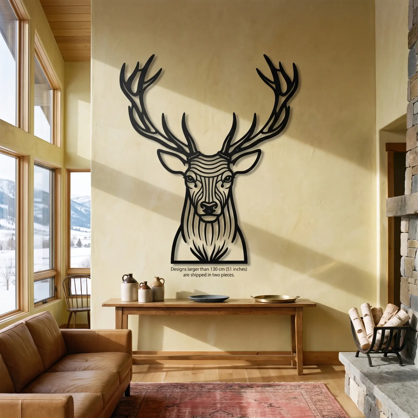 Stag Head Metal Wall Art Deer Silhouette – Antler Still, Lodge Living Room Decor — 10