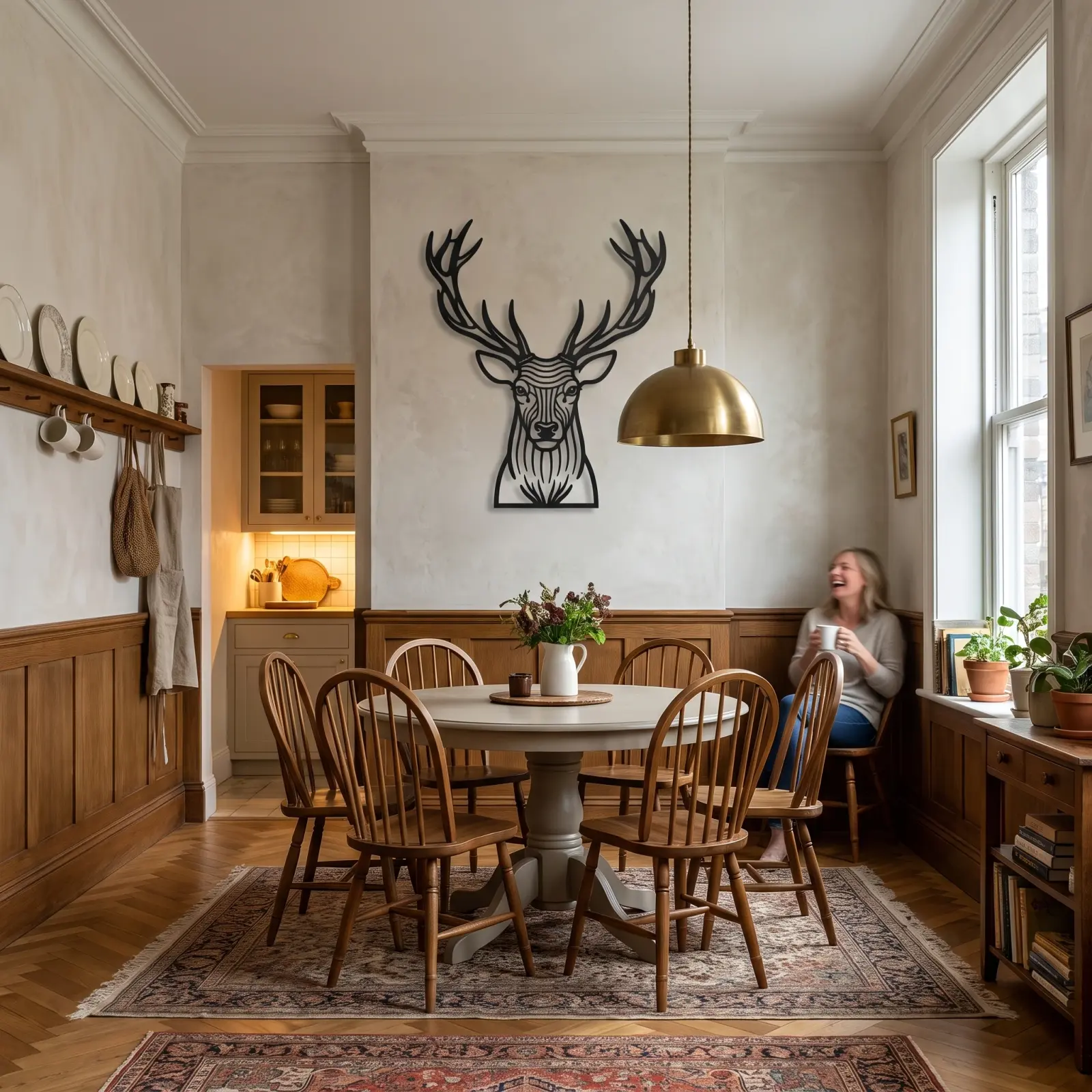 Stag Head Metal Wall Art Deer Silhouette – Antler Still, Lodge Living Room Decor — 2