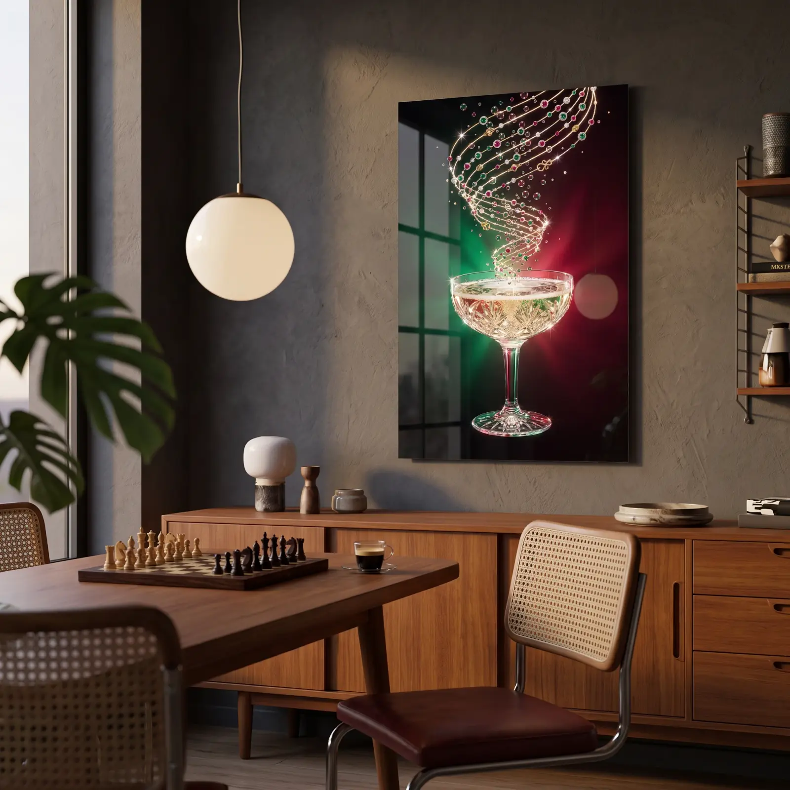 Champagne Coupe Jeweled Spiral Celebration Glass Wall Art — 2