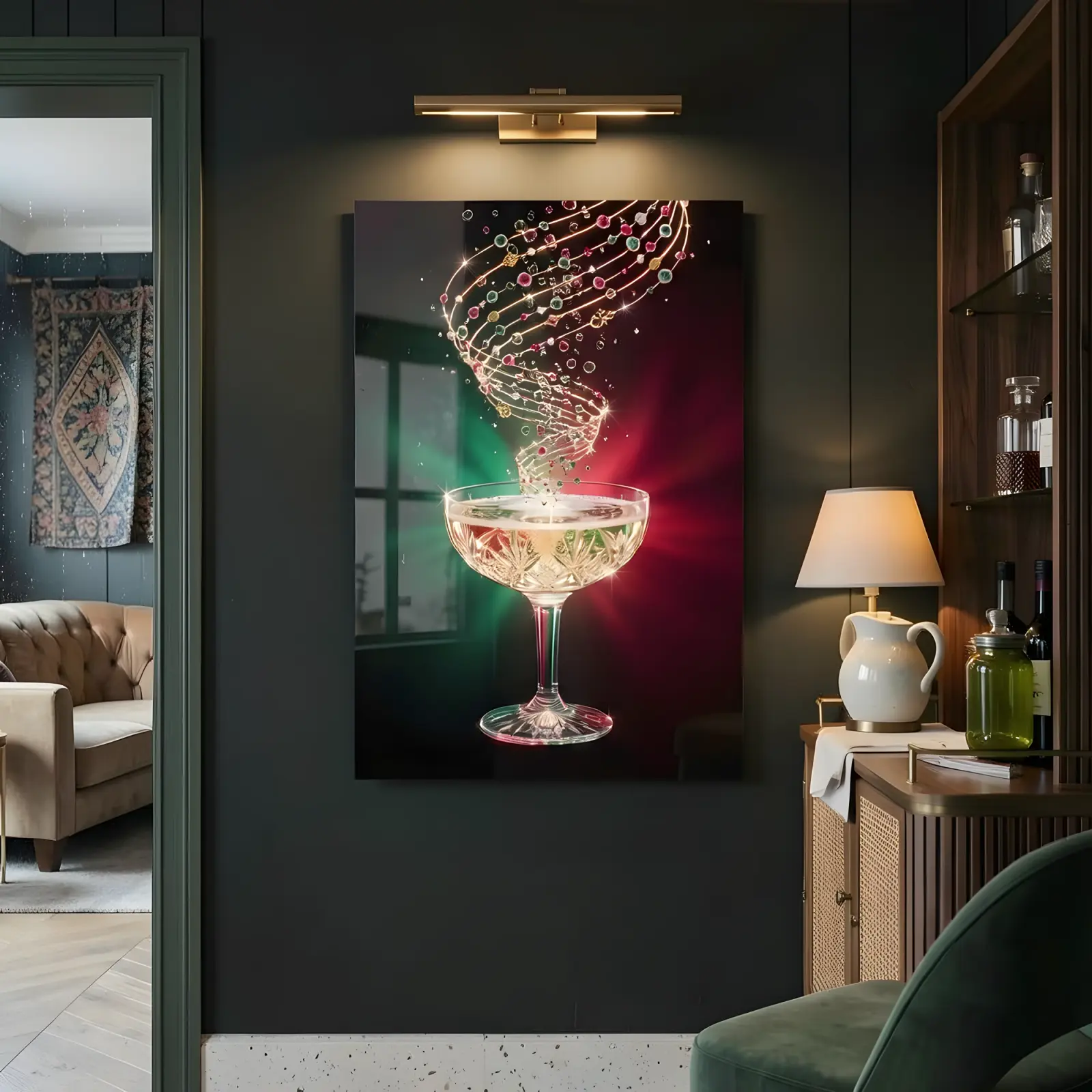 Champagne Coupe Jeweled Spiral Celebration Glass Wall Art — 5