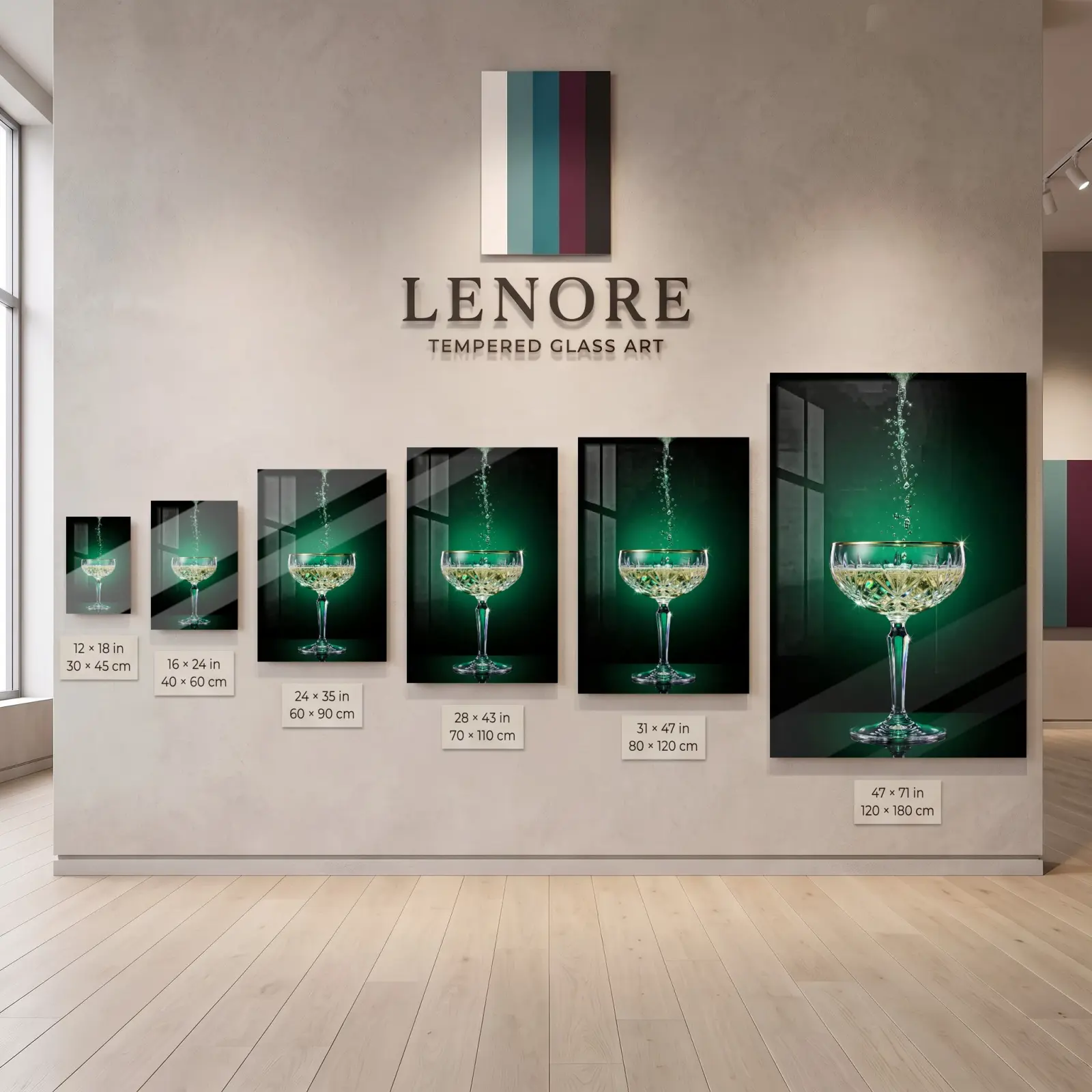 Champagne Coupe Emerald Green Bar Cart | Glass Wall Art — 8