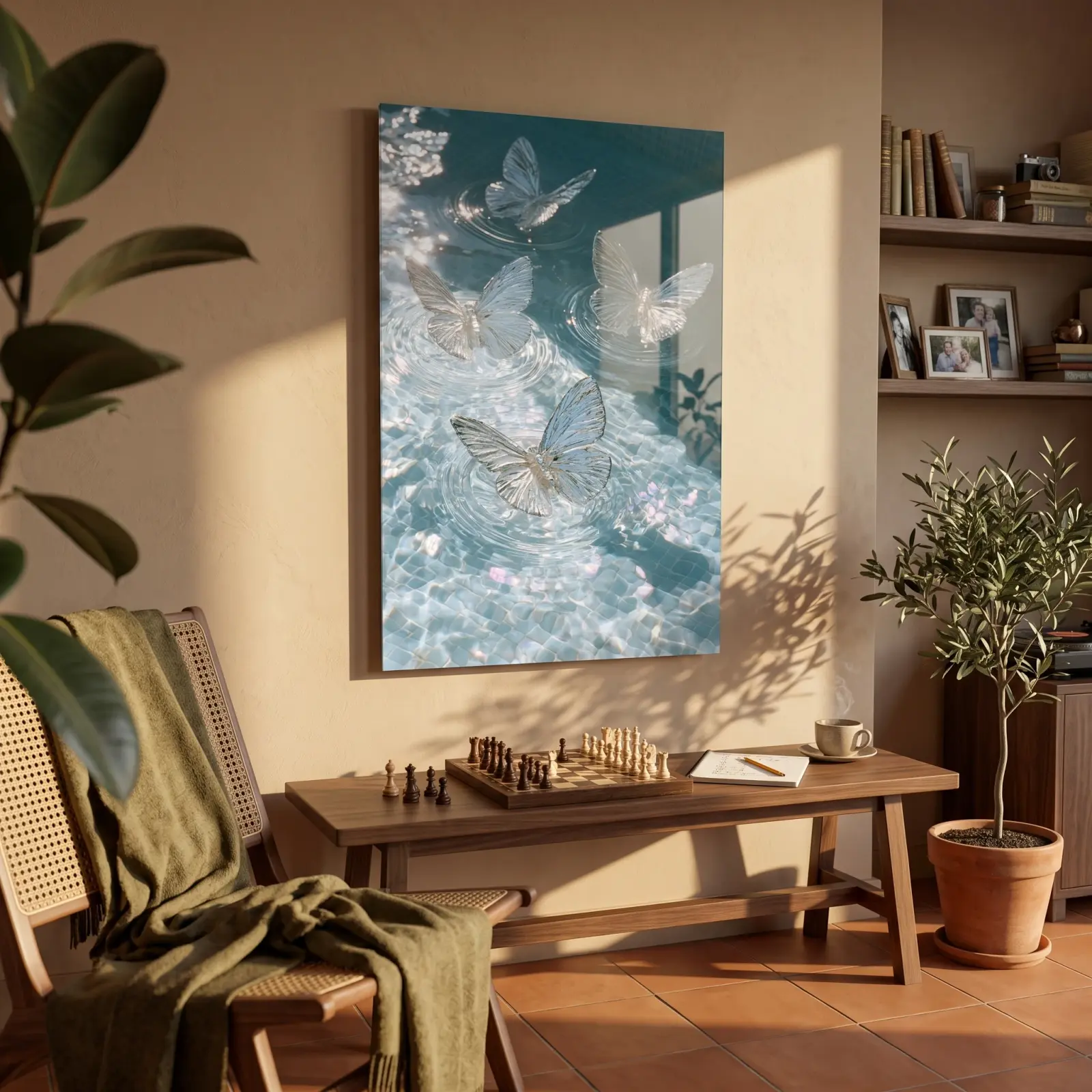 Crystal Butterfly Wall Art Rippling Water Blue | Glass Wall Art — 2