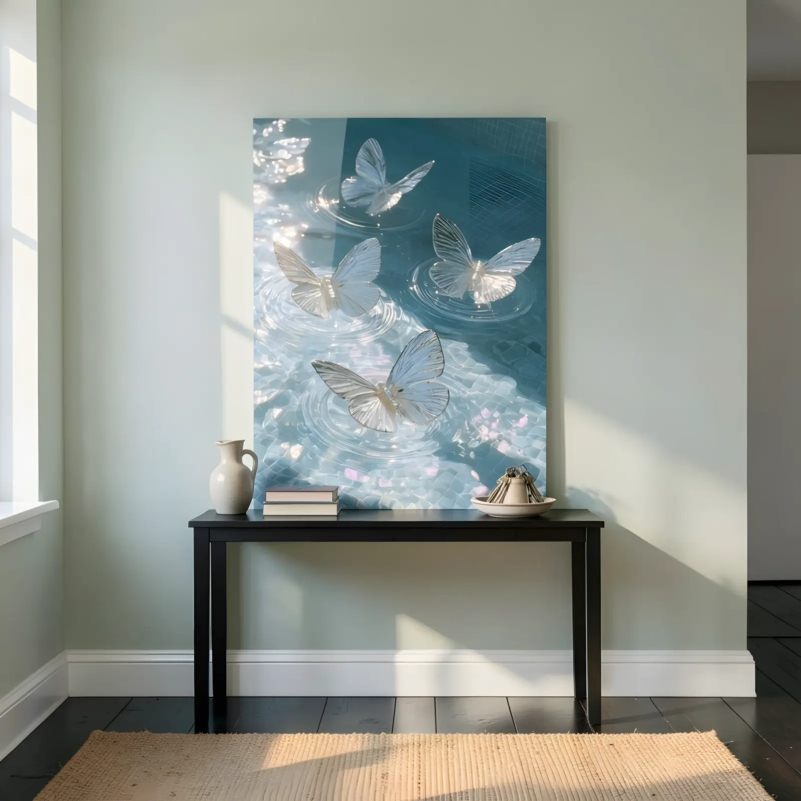 Crystal Butterfly Wall Art Rippling Water Blue | Glass Wall Art — 4