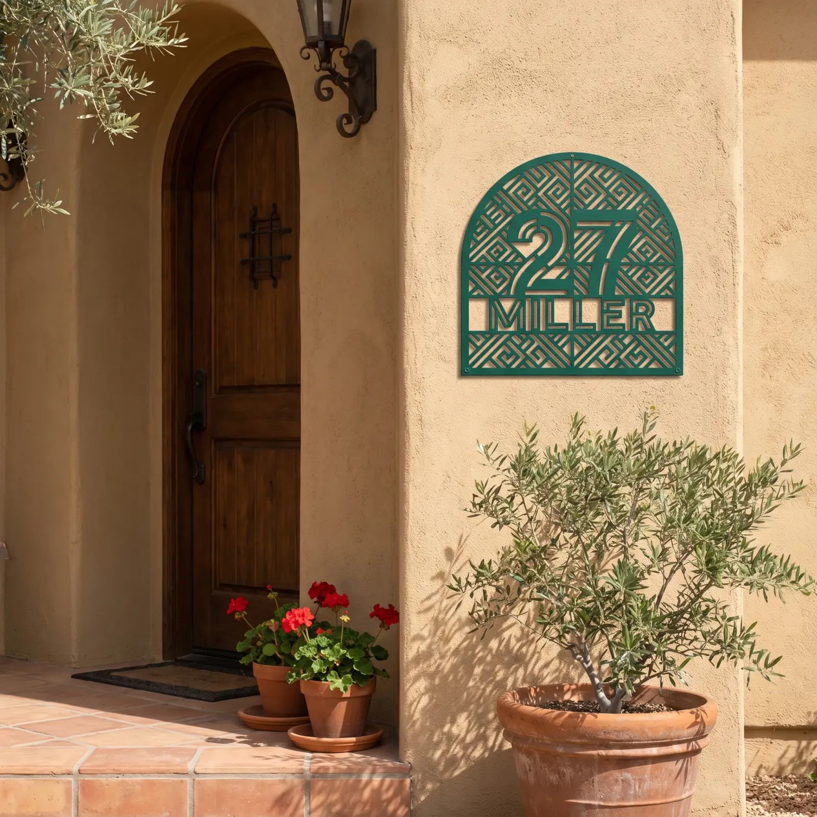 Personalized House Number Name Metal Wall Art – Vow Arch, Deco Entryway Decor