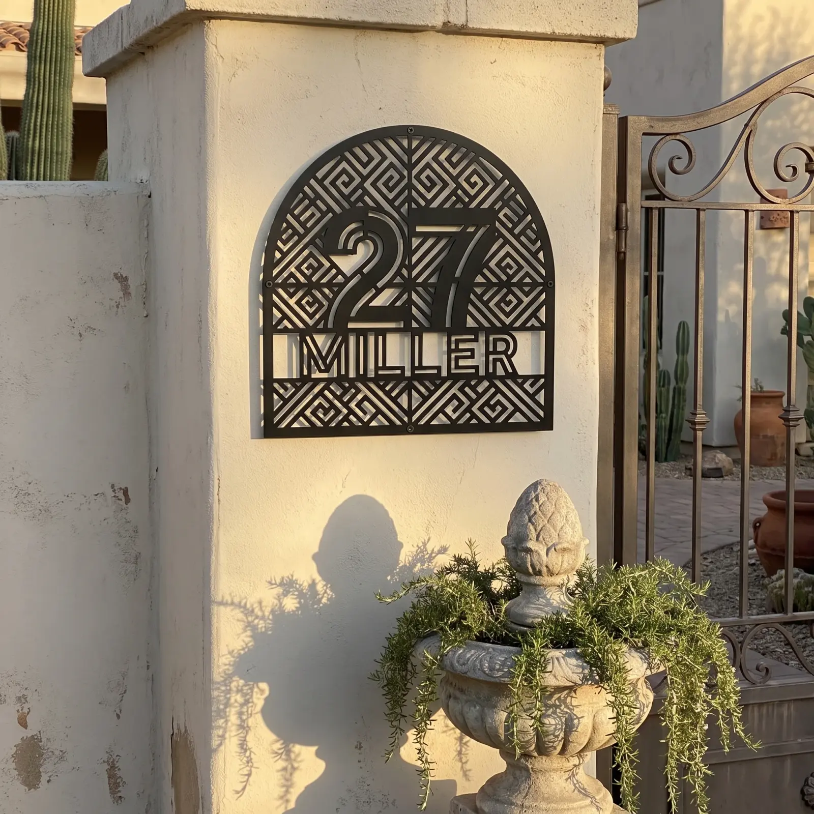 Personalized House Number Name Metal Wall Art – Vow Arch, Deco Entryway Decor — 4