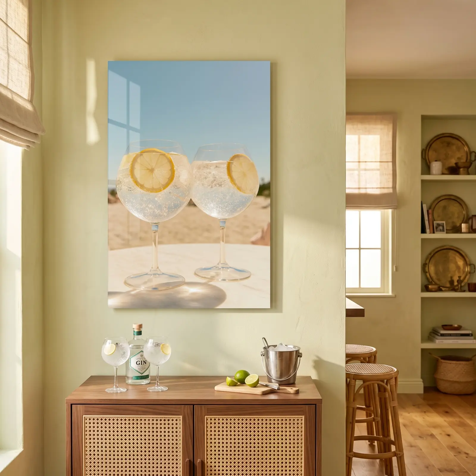 Gin and Tonic Beach Bar Photography | Glass Wall Art