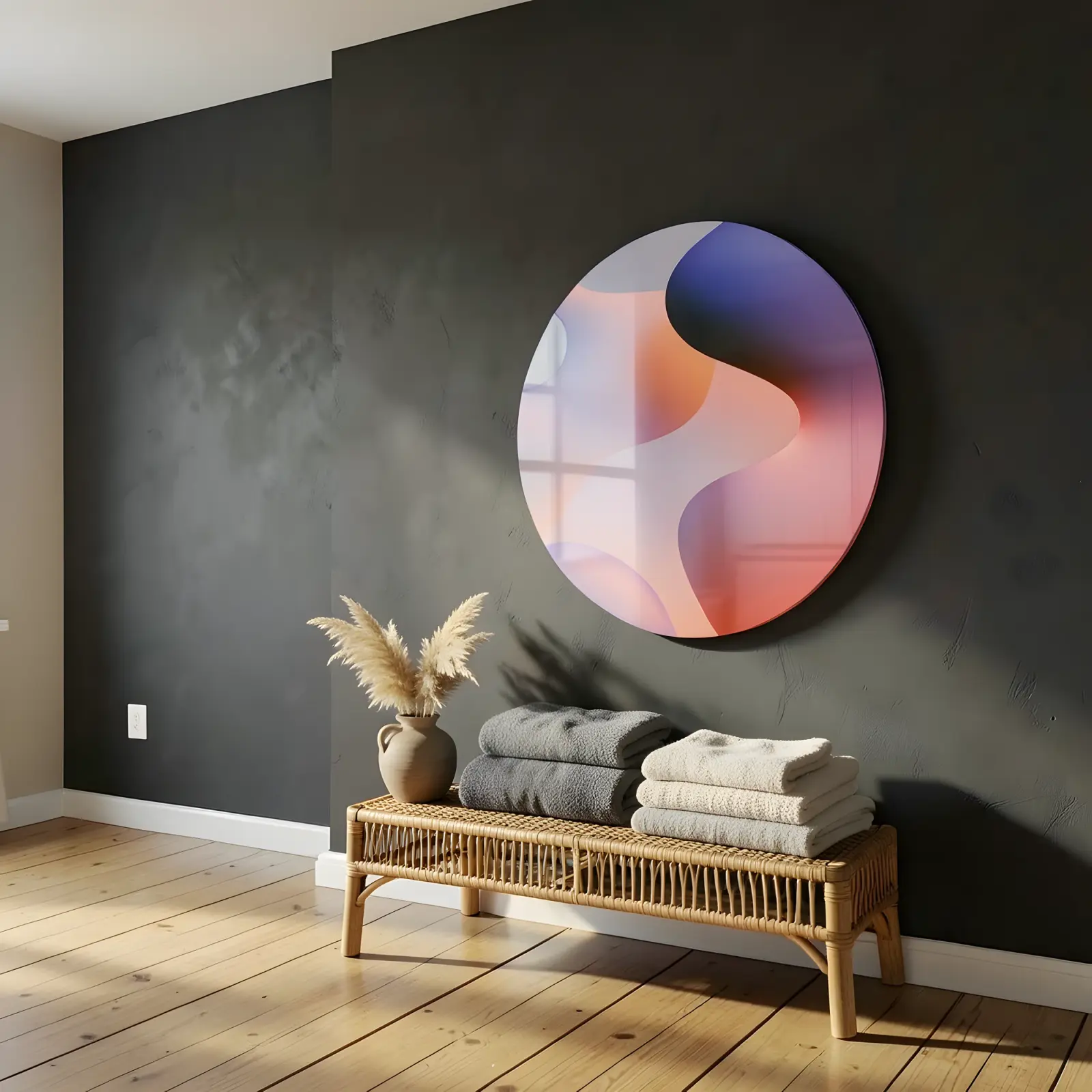 Abstract Gradient Circle Soft Coral Dune Curve | Glass Wall Art — 4