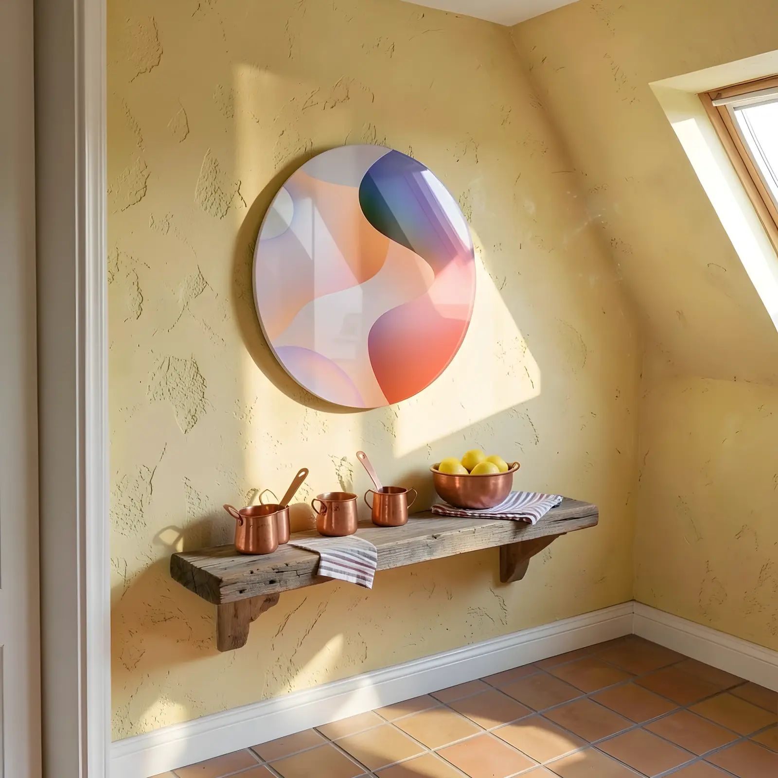 Abstract Gradient Circle Soft Coral Dune Curve | Glass Wall Art — 6