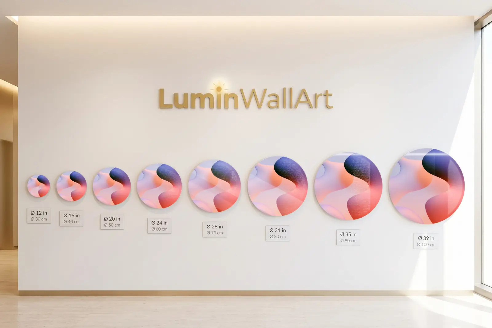 Abstract Gradient Circle Soft Coral Dune Curve | Glass Wall Art — 7