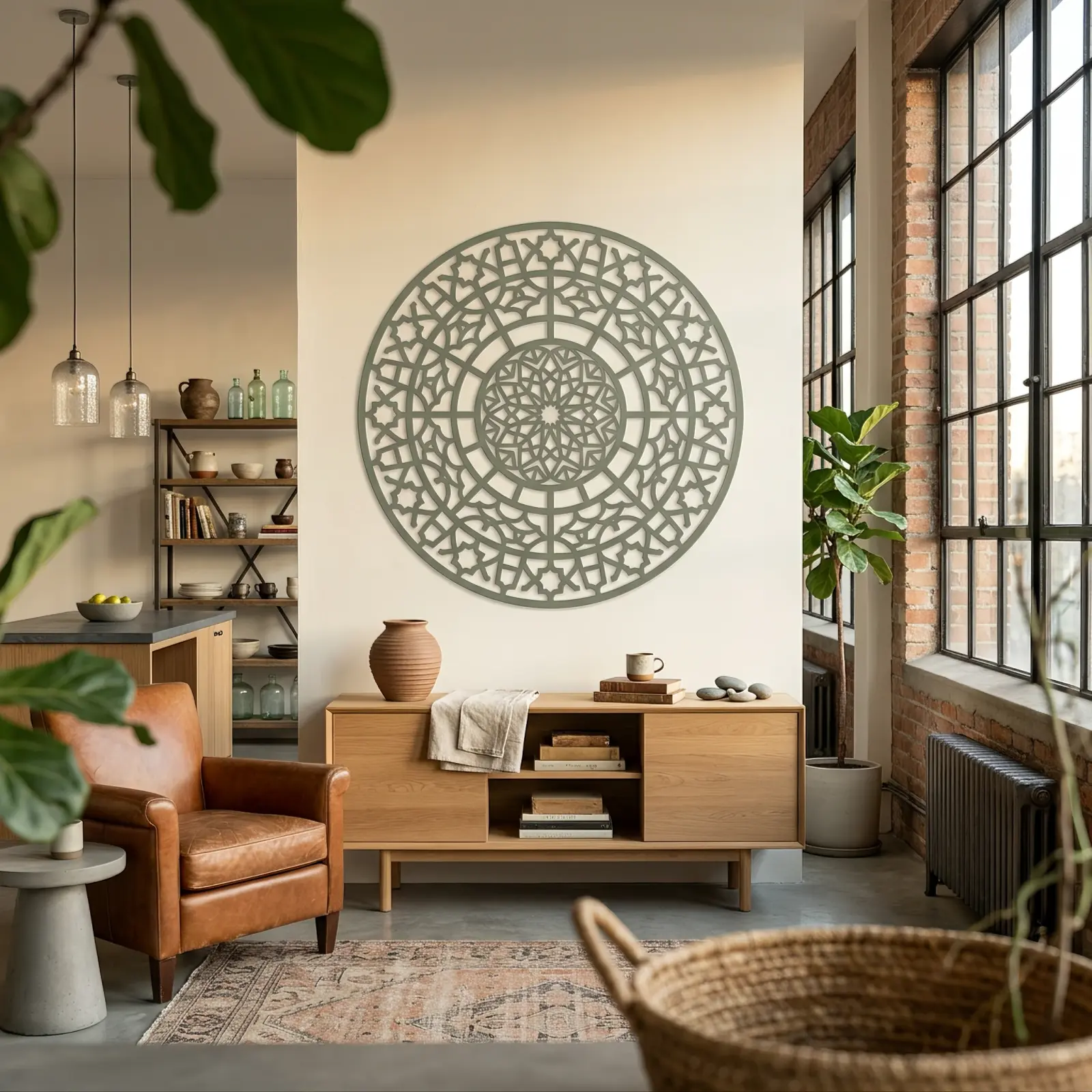 Geometric Mandala Metal Wall Art – Sacred Geometry, Modern Spiritual Home Decor