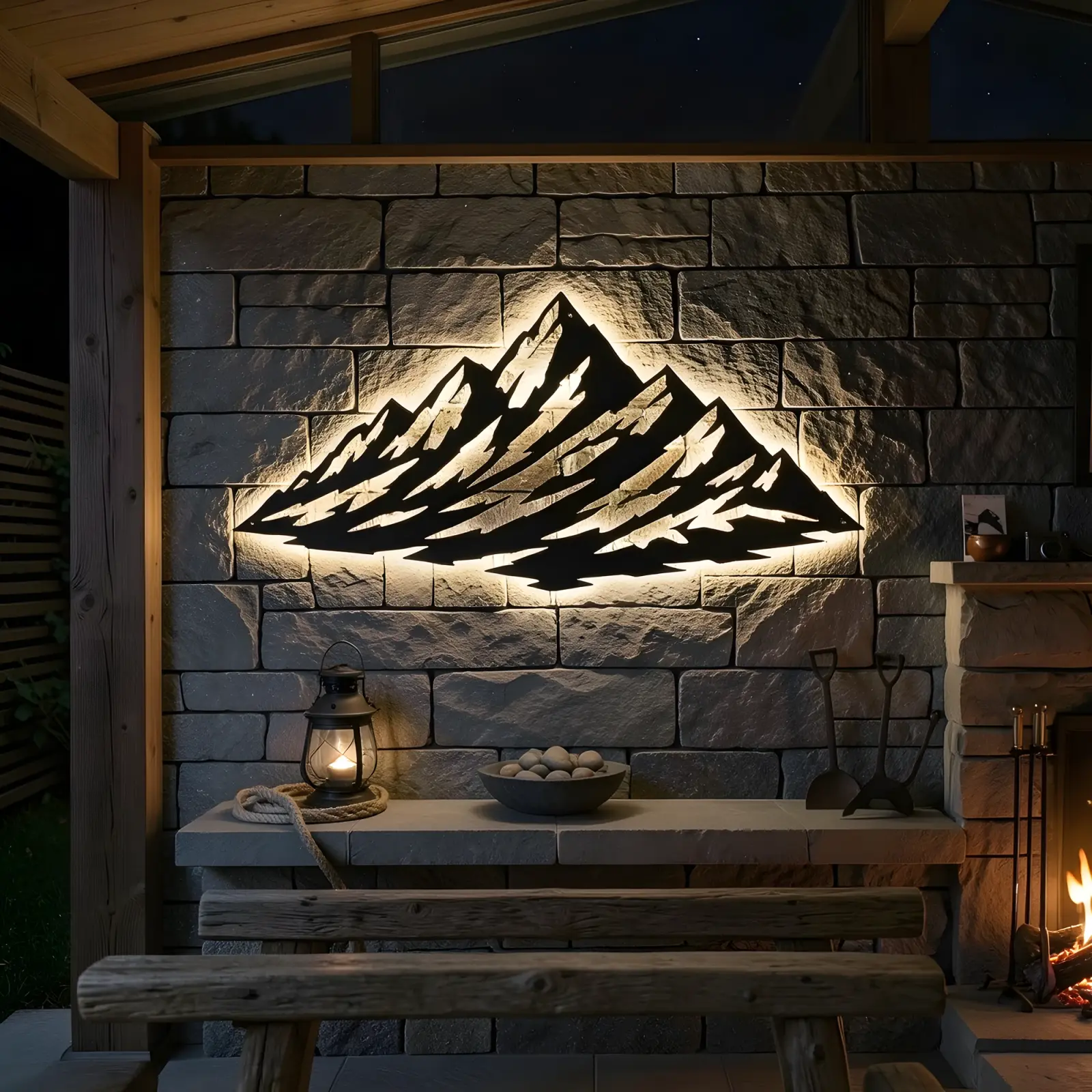 Mountain Range LED Metal Wall Art Backlit – Snowline Hush, Living Room Decor — 6