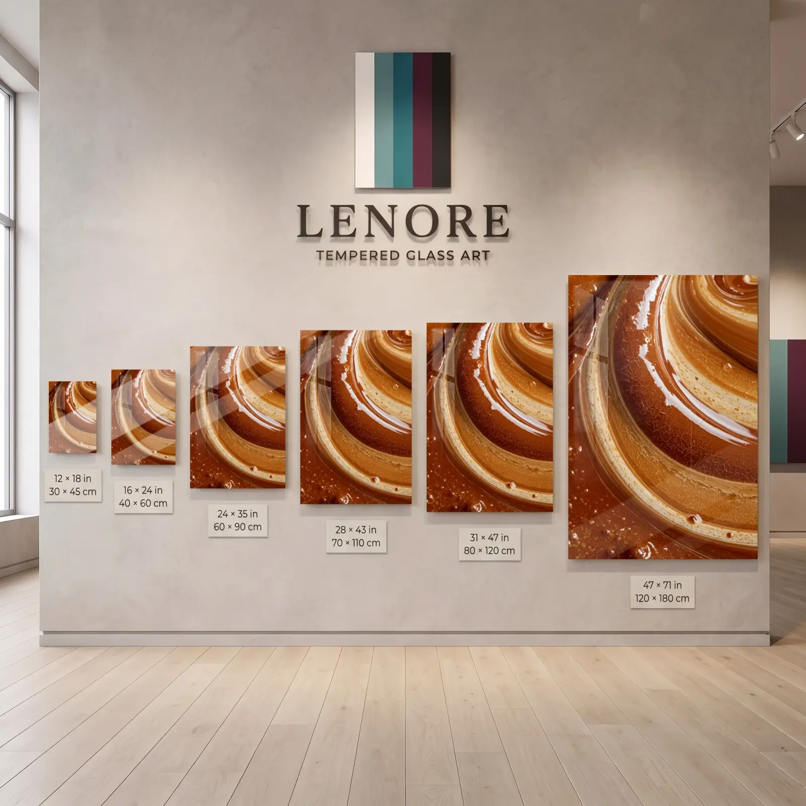 Caramel Swirl Abstract Amber Liquid Flow | Glass Wall Art — 5