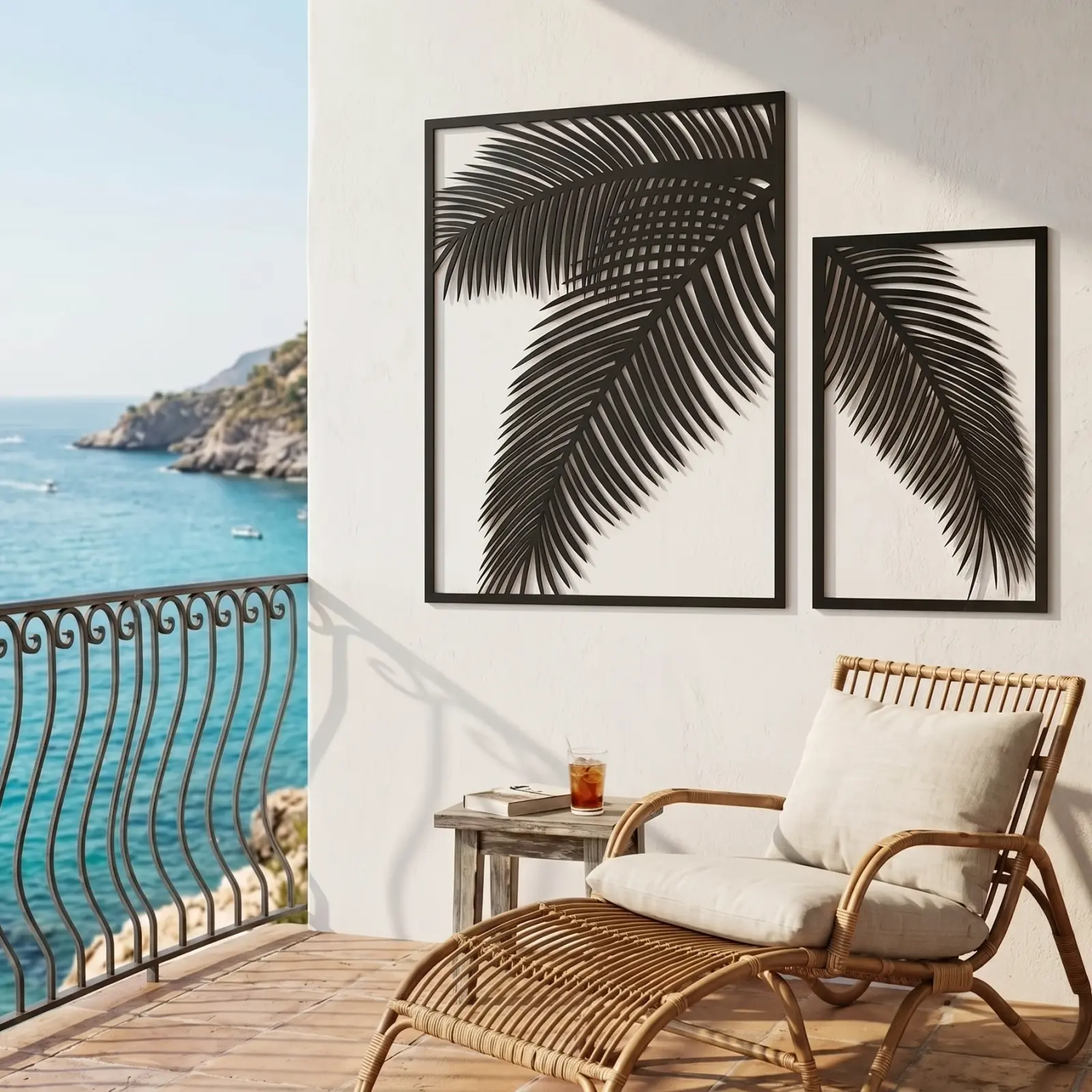 Tropical Palm Leaves Metal Wall Art – Island Fronds, Living Room Decor — 6
