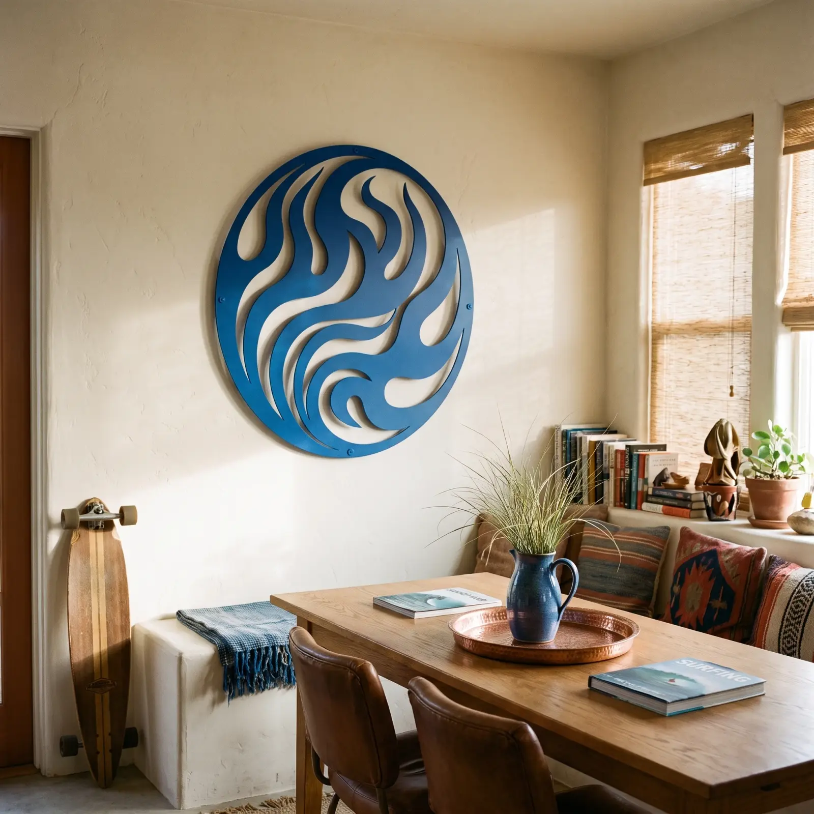 Abstract Flame Circle Metal Wall Art – Ember Tide, Living Room Statement Decor — 3