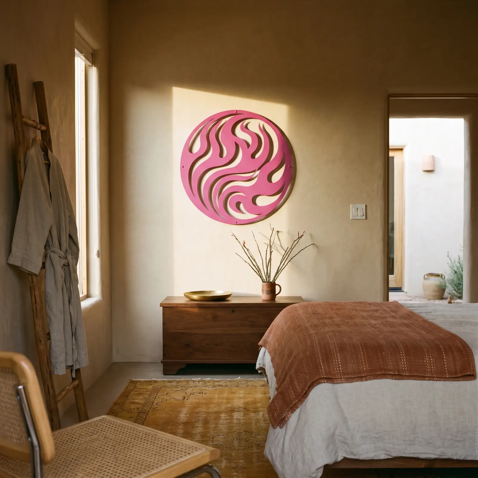 Abstract Flame Circle Metal Wall Art – Ember Tide, Living Room Statement Decor — 8
