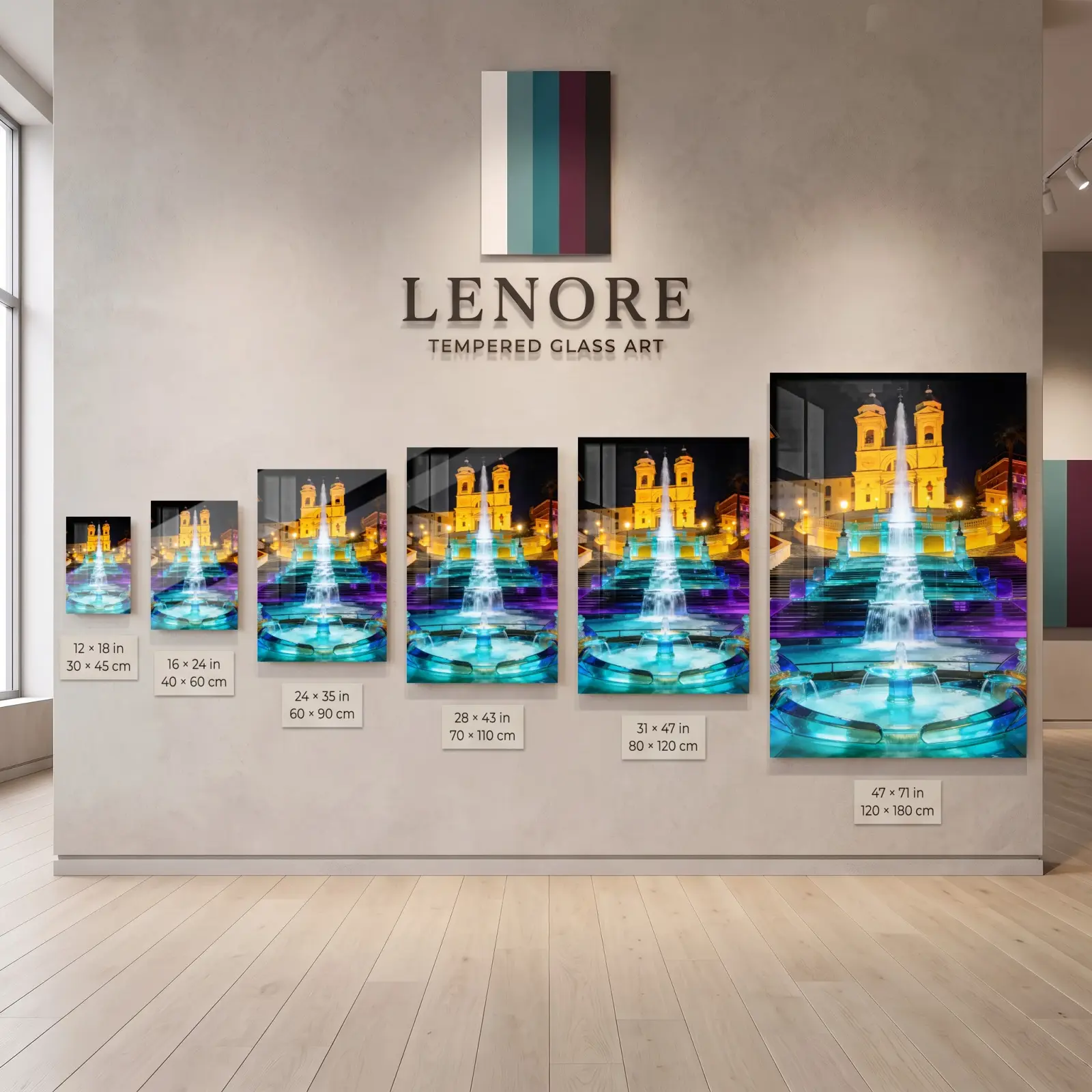 Rome Spanish Steps Fountain Night Cityscape | Glass Wall Art — 7