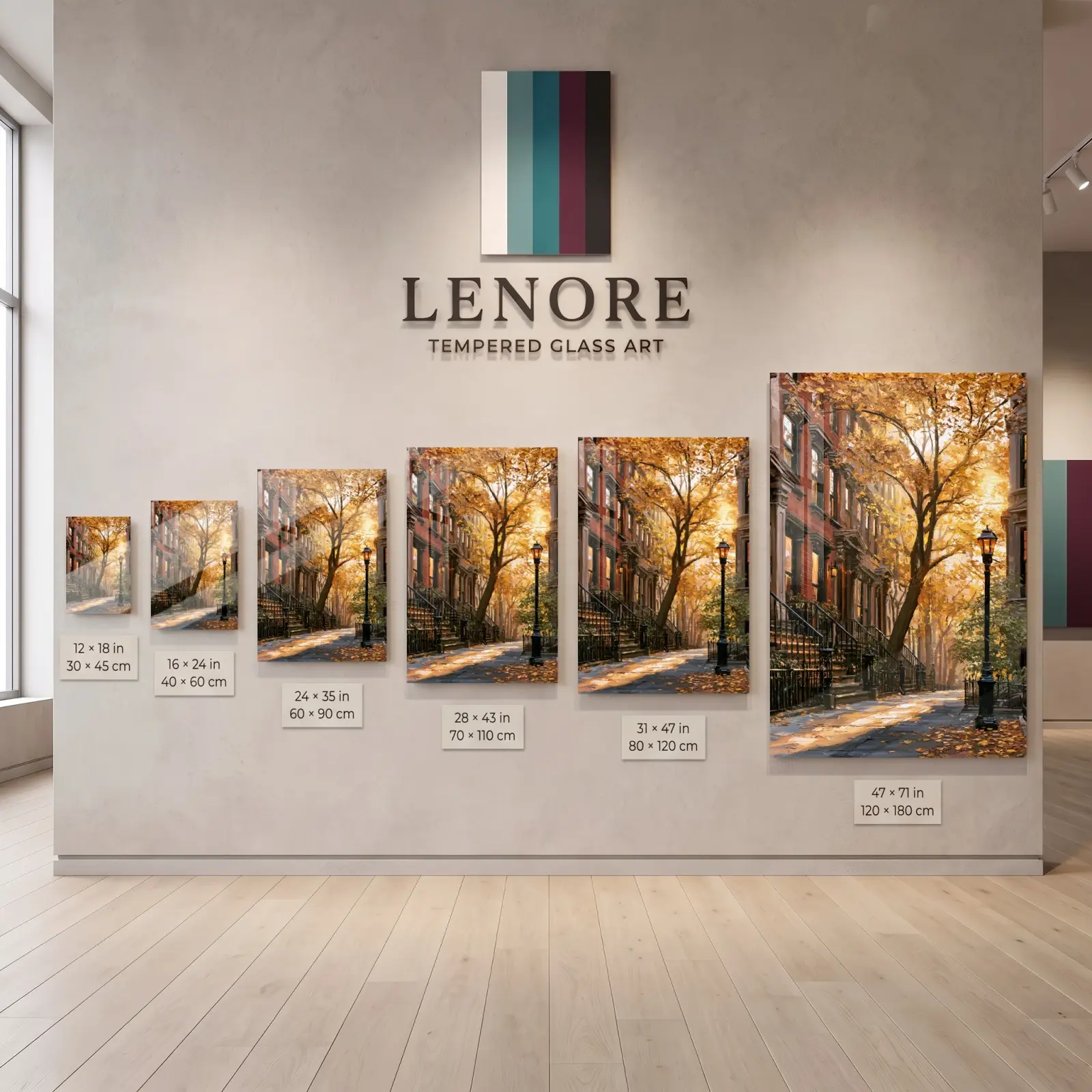 Autumn Street Oil Painting Brownstone Scene | Glass Wall Art — 5
