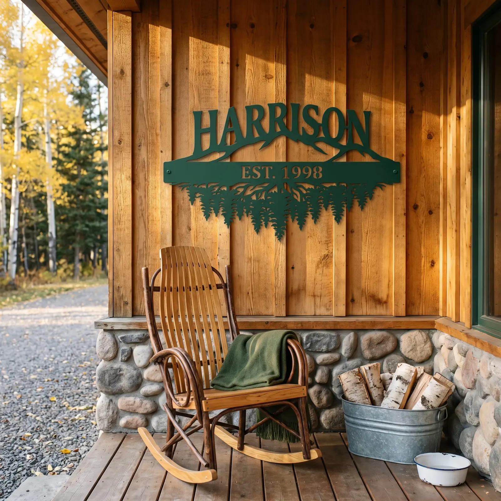 Personalized Mountain Family Name Metal Wall Art – Ridgeline Roots, Front Porch and Entryway Decor