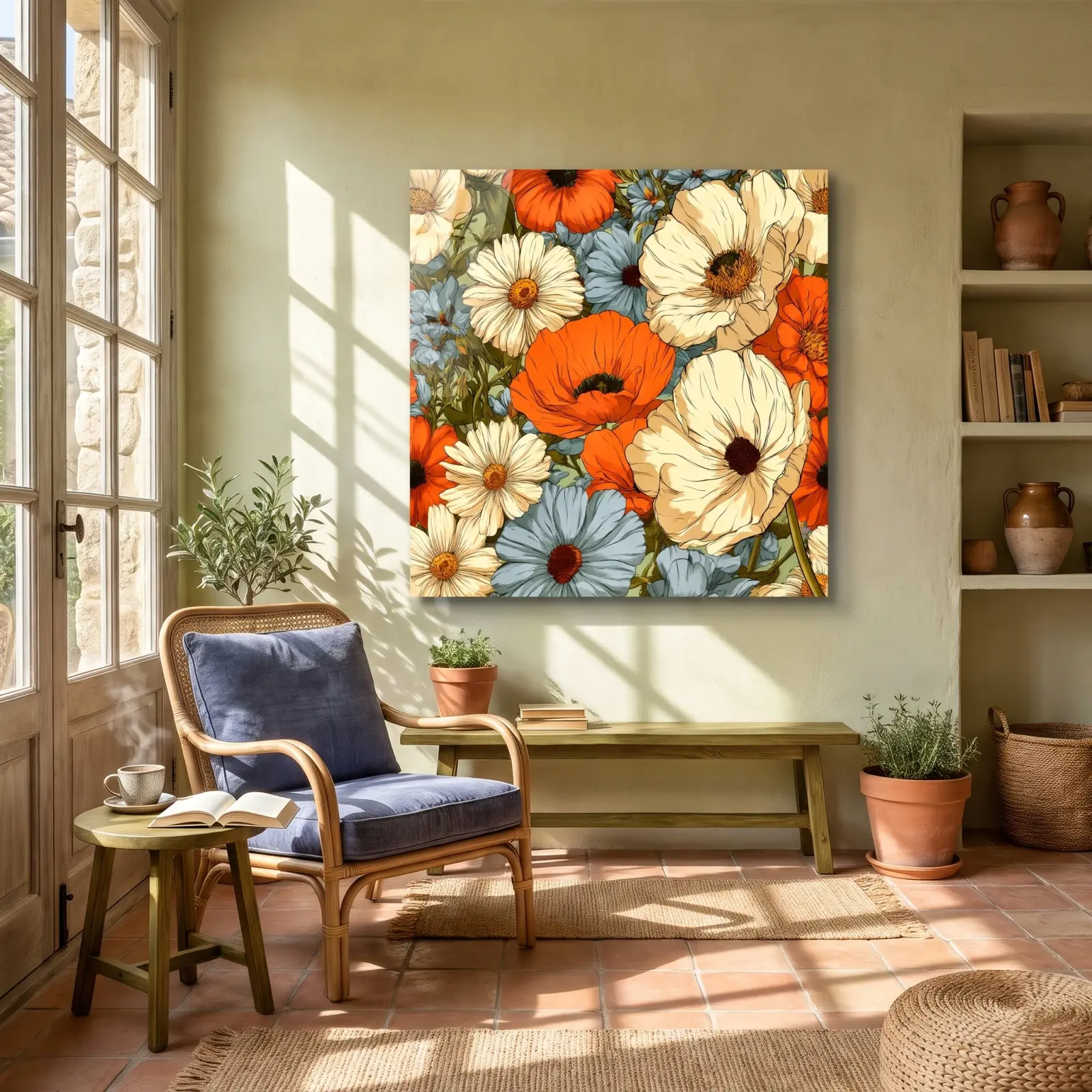 Vintage Floral Glass Wall Art Poppy Daisy Bloom | Tempered Glass Print — 4