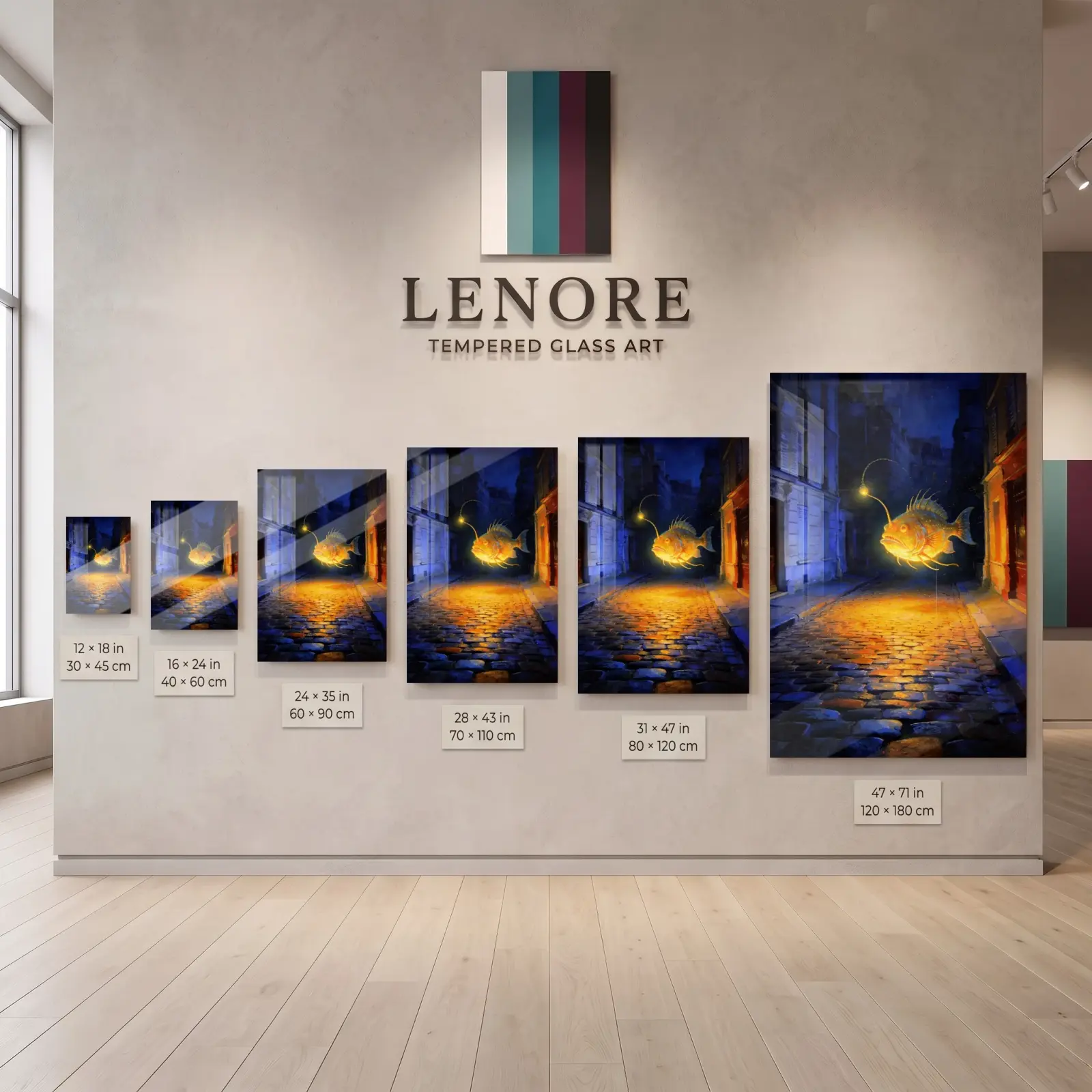Glowing Anglerfish Night Street Painting | Glass Wall Art — 8