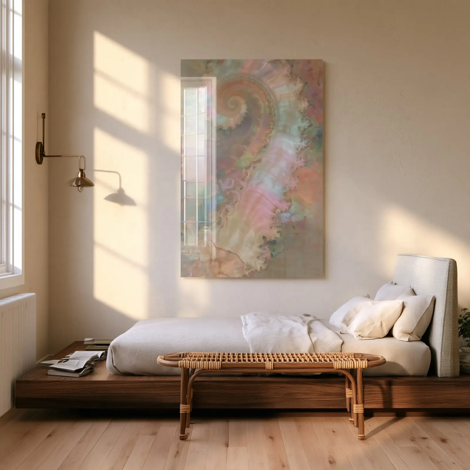 Opal Spiral Pastel Fractal Abstract | Glass Wall Art — 2