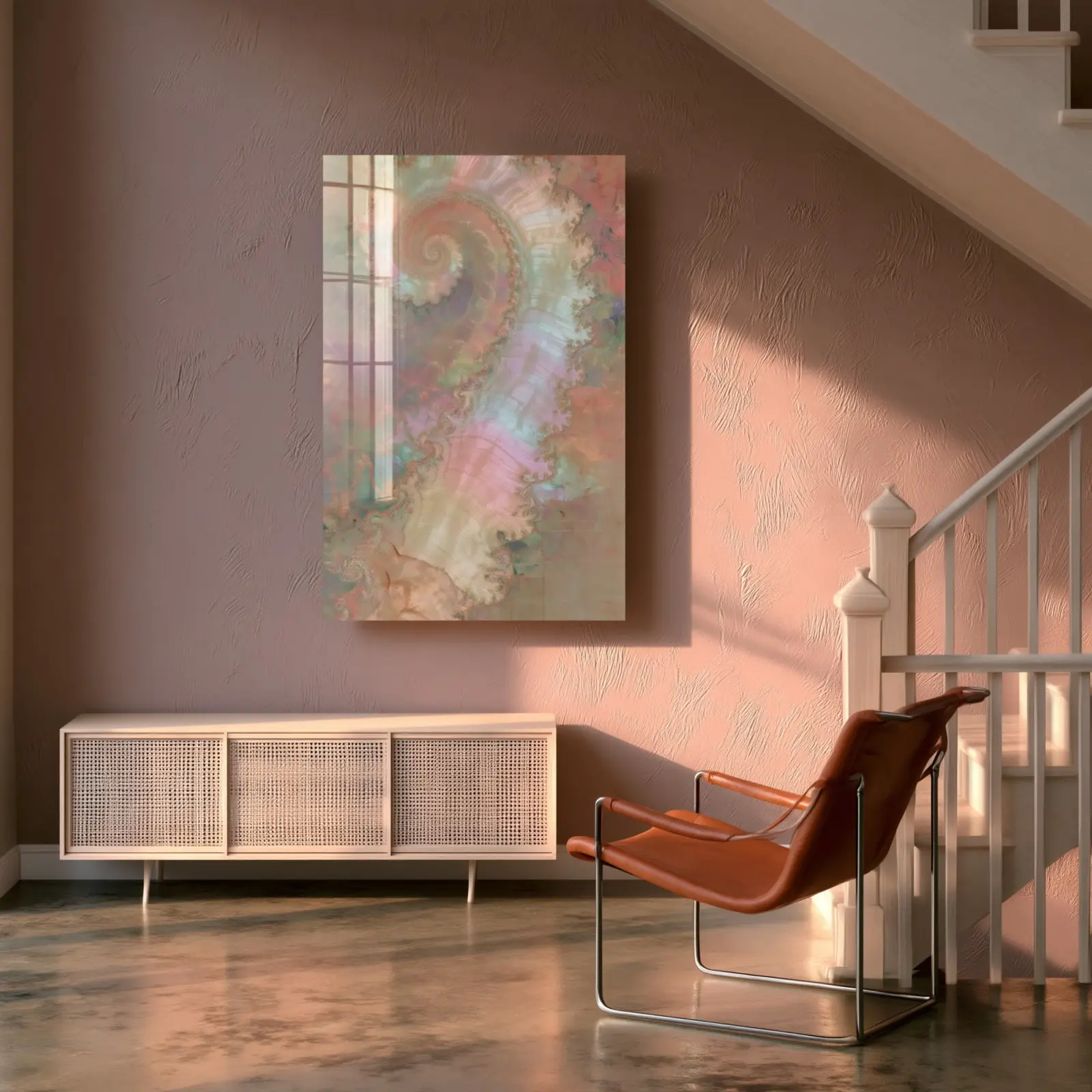 Opal Spiral Pastel Fractal Abstract | Glass Wall Art — 3