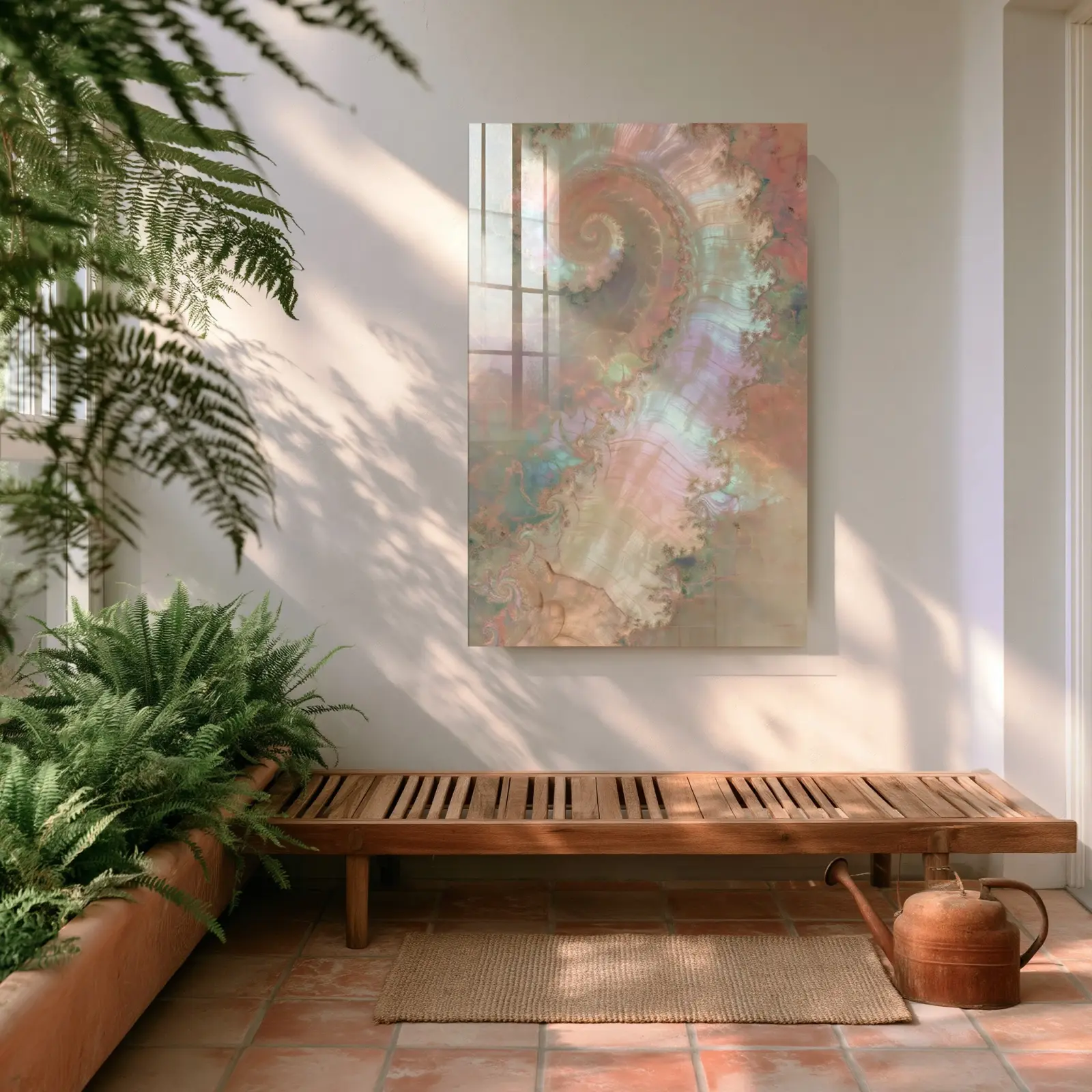 Opal Spiral Pastel Fractal Abstract | Glass Wall Art — 4