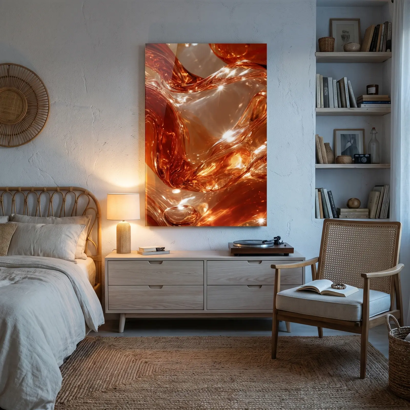 Amber Liquid Abstract Tempered Glass Wall Art | Glass Wall Decor — 4