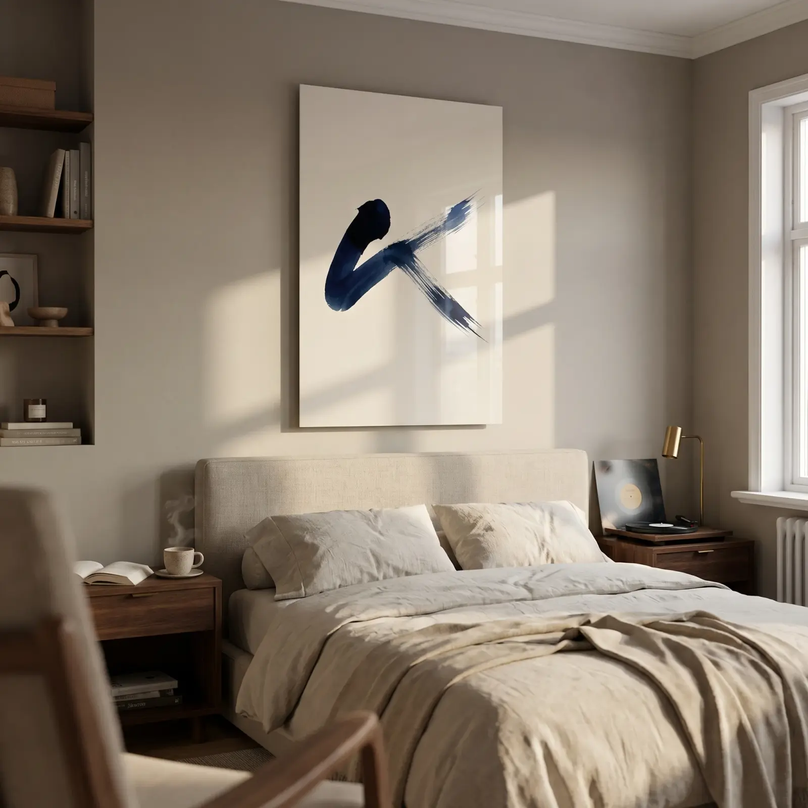 Indigo Brushstroke Art Minimalist Ink Gesture | Glass Wall Art — 2