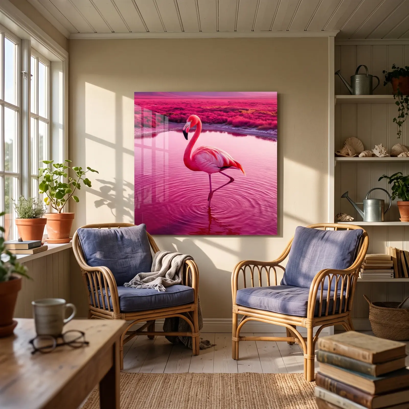 Pink Flamingo Glass Wall Art Rose Lagoon Bird | Tempered Glass Print — 3