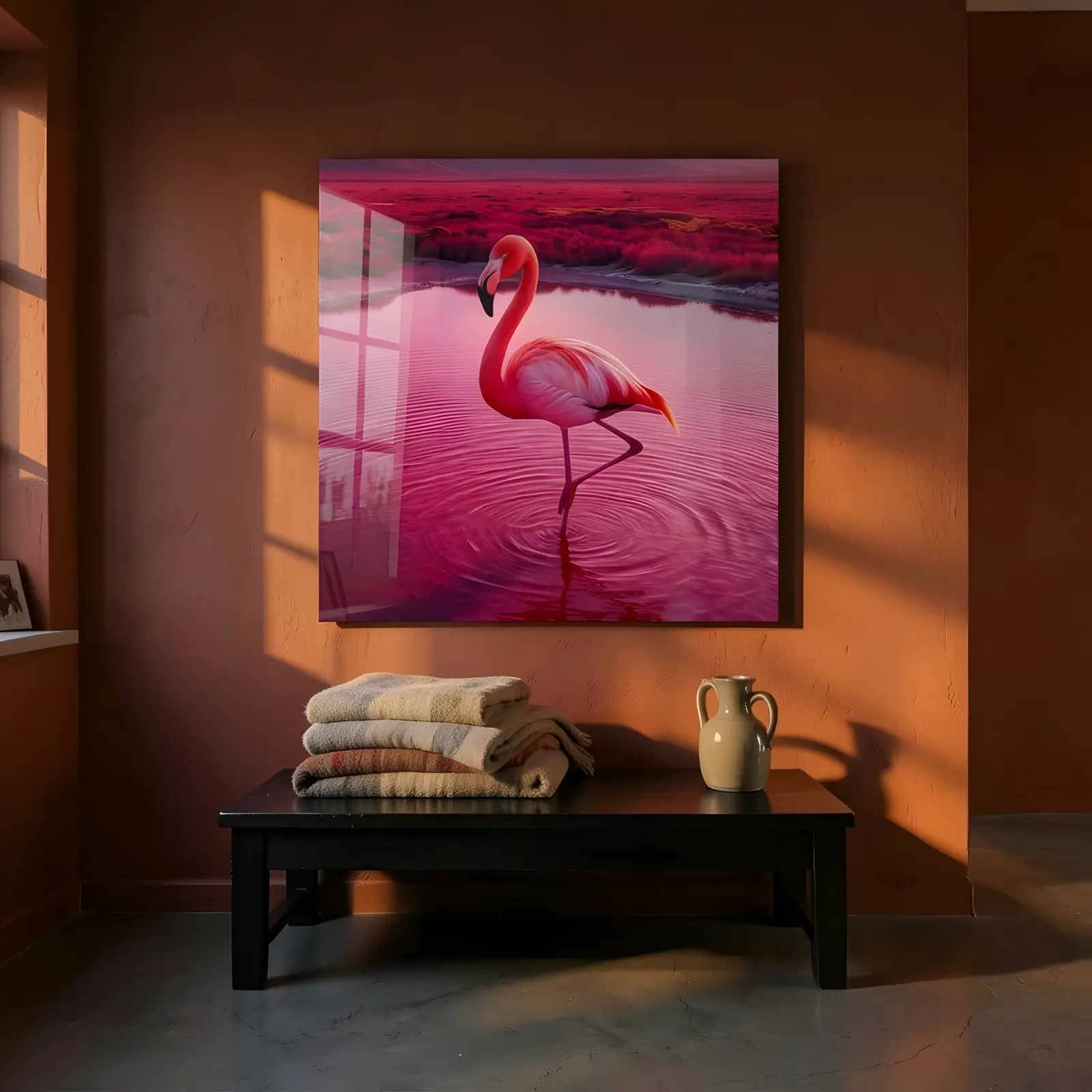 Pink Flamingo Glass Wall Art Rose Lagoon Bird | Tempered Glass Print — 4