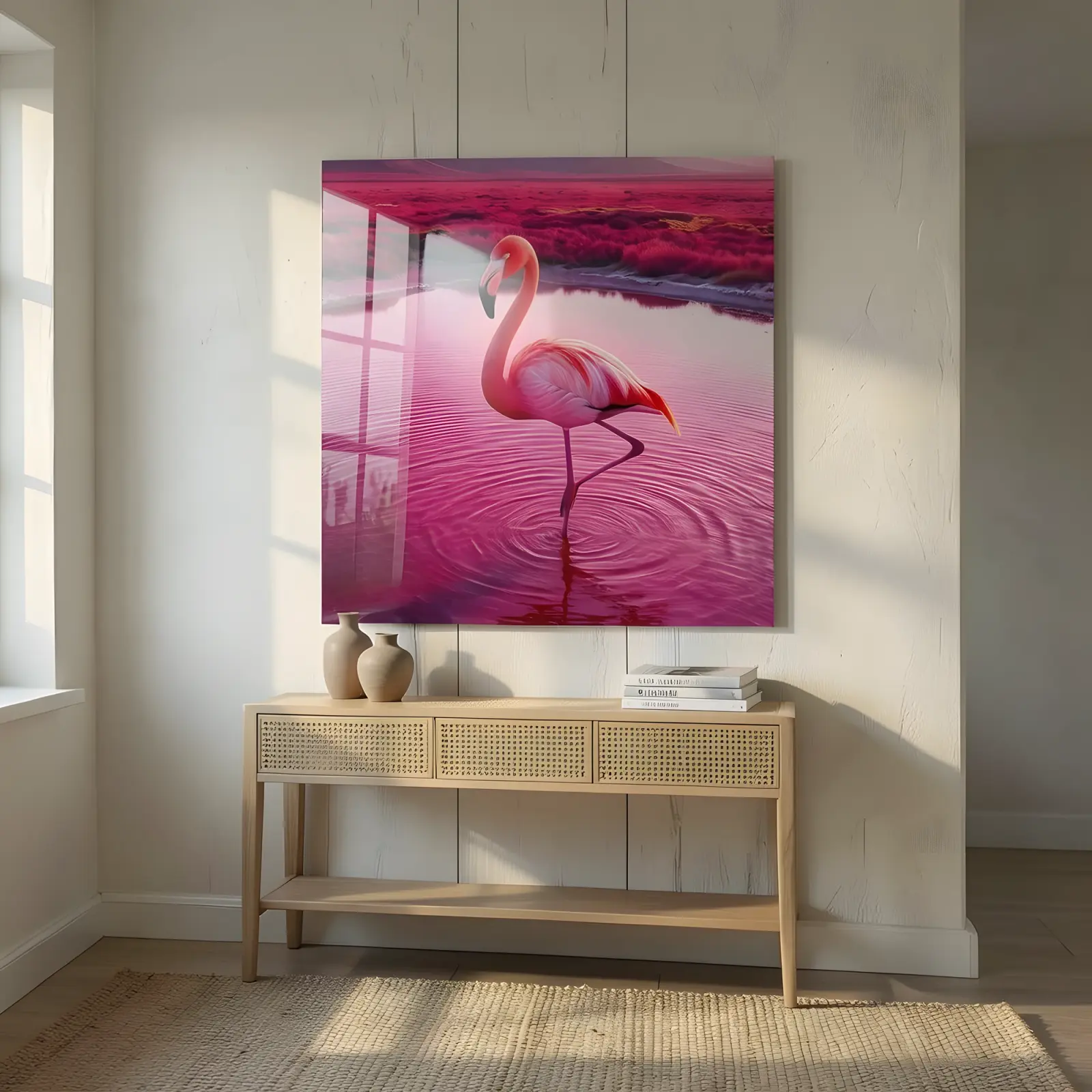 Pink Flamingo Glass Wall Art Rose Lagoon Bird | Tempered Glass Print — 5