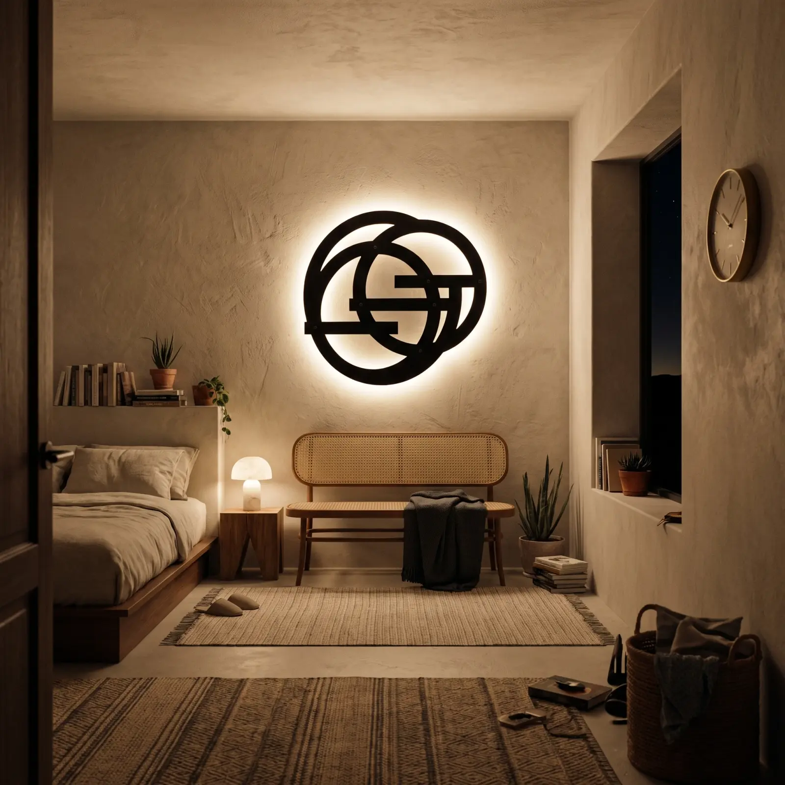 Interlocking Circles Metal Wall Art LED Backlit – Orbit Bond, Living Room Decor — 8