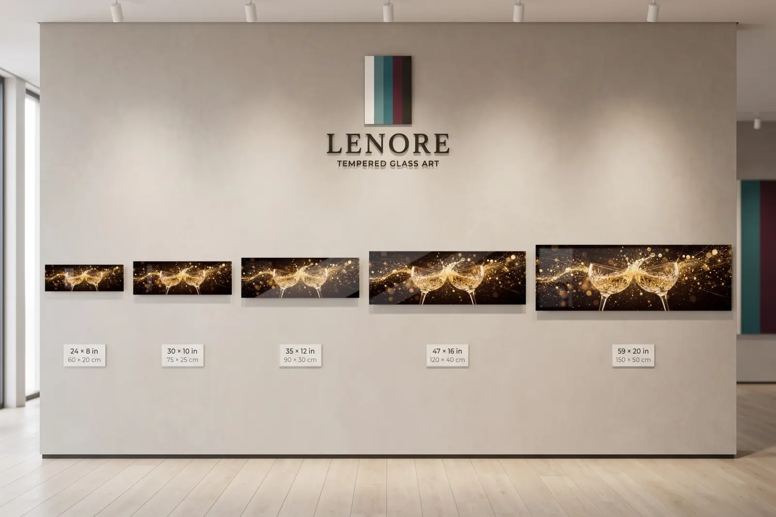 Champagne Toast Wall Art Golden Celebration Bokeh | Glass Wall Art — 5
