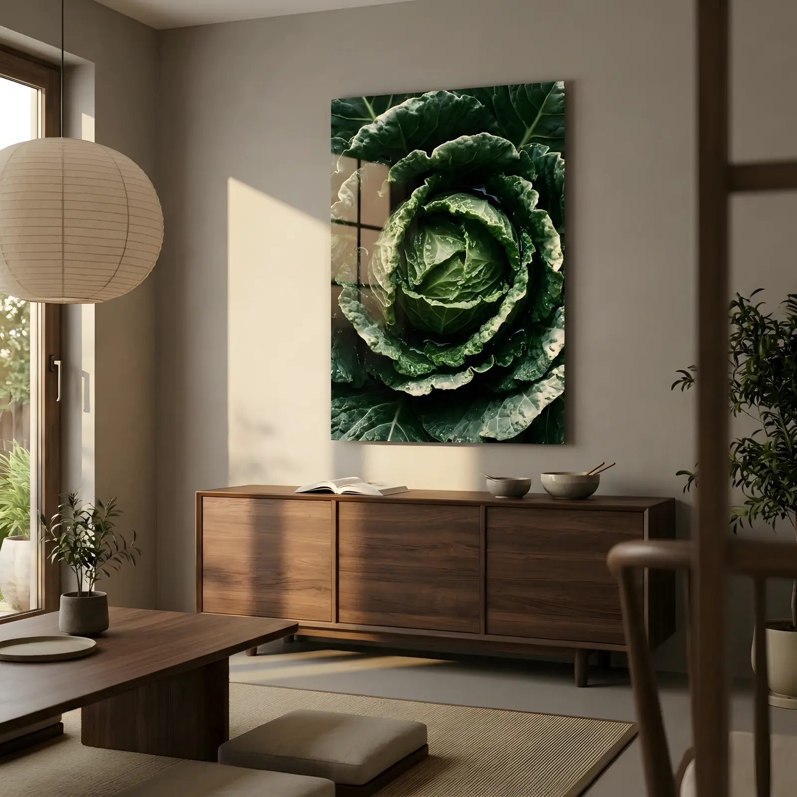 Savoy Cabbage Botanical Macro Green Kitchen Glass Wall Art — 2