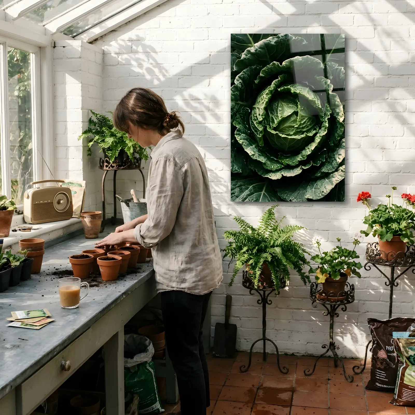 Savoy Cabbage Botanical Macro Green Kitchen Glass Wall Art — 3