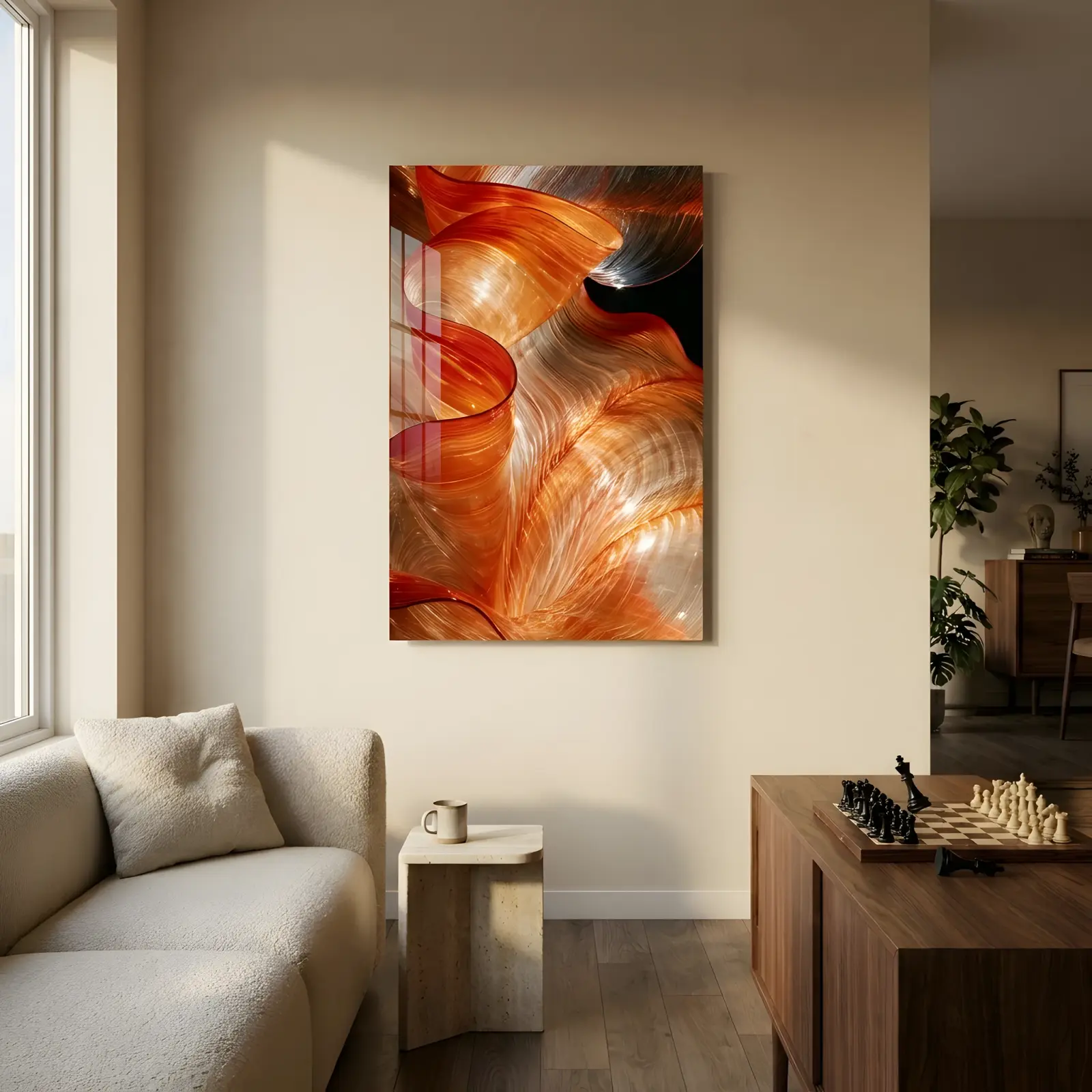 Molten Amber Abstract Swirl Wall Decor | Glass Wall Art