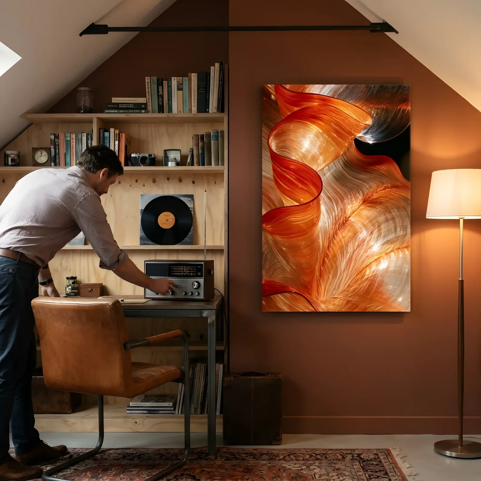 Molten Amber Abstract Swirl Wall Decor | Glass Wall Art — 3