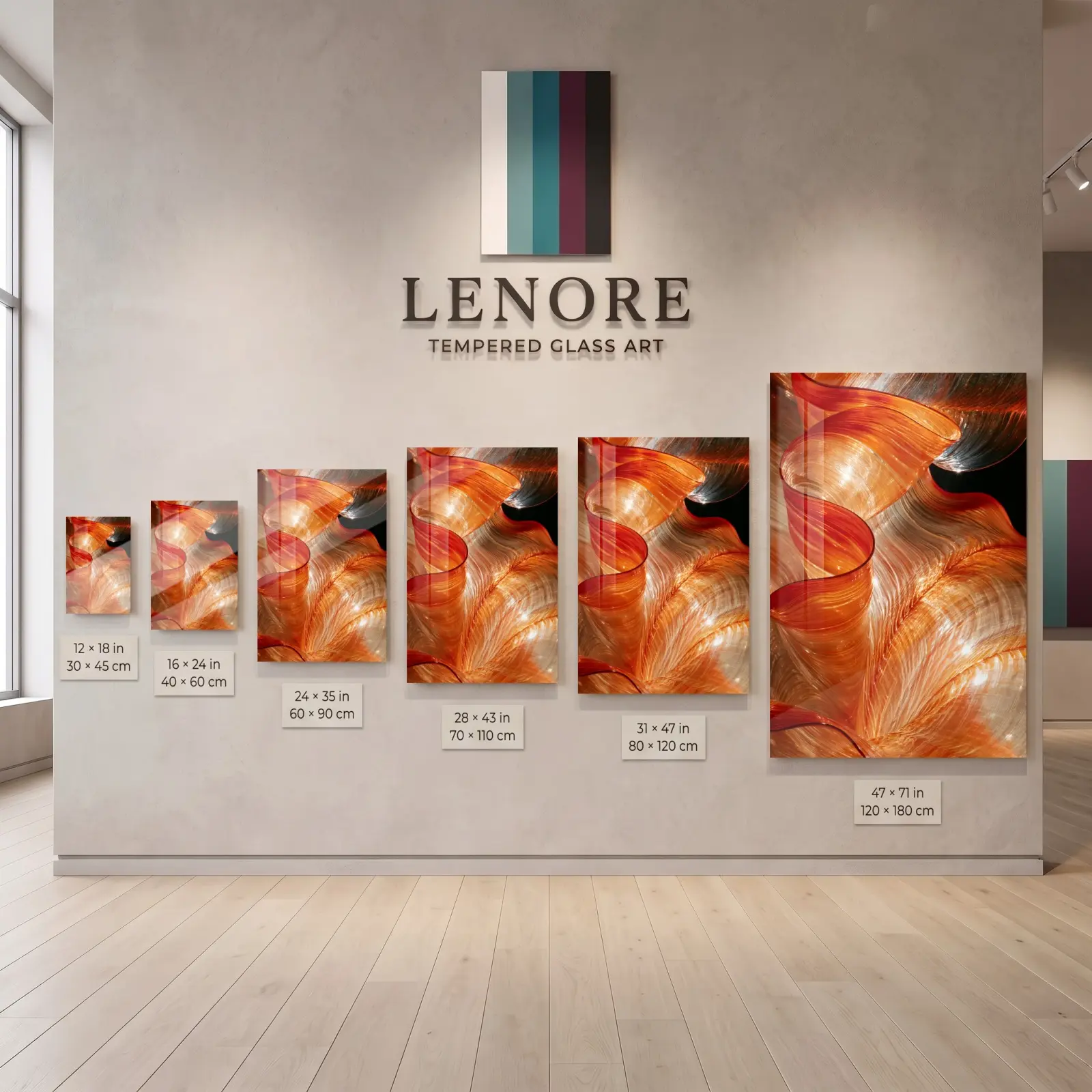 Molten Amber Abstract Swirl Wall Decor | Glass Wall Art — 5